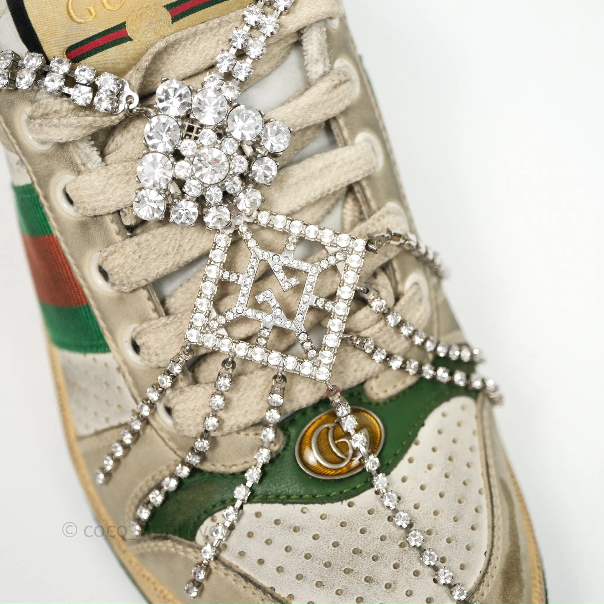 Gucci Crystals Embellished Low Top Sneakers Size 37