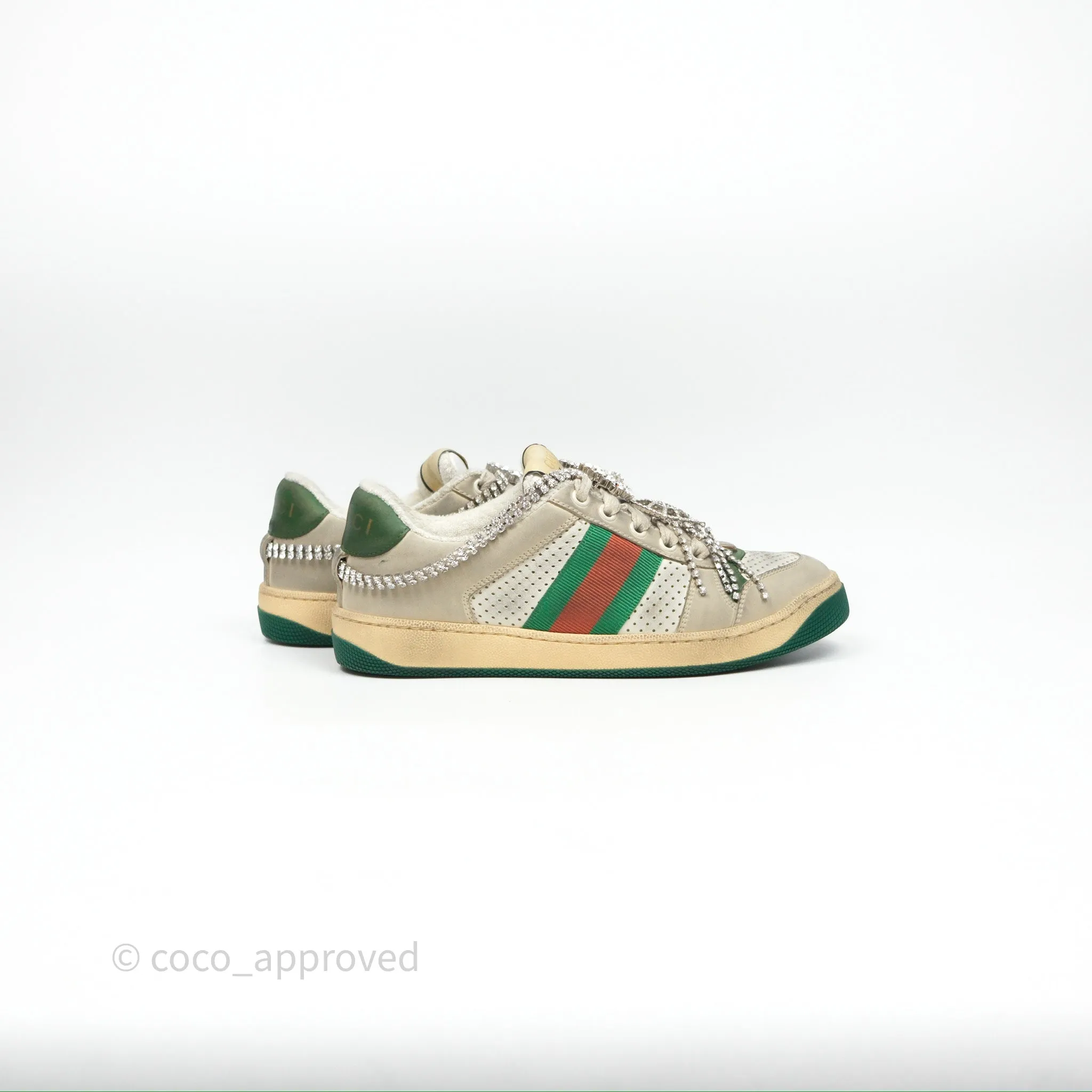 Gucci Crystals Embellished Low Top Sneakers Size 37