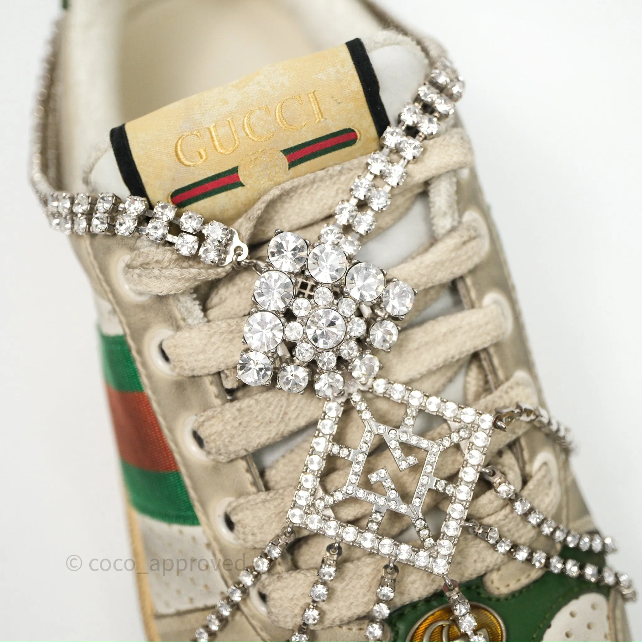 Gucci Crystals Embellished Low Top Sneakers Size 37