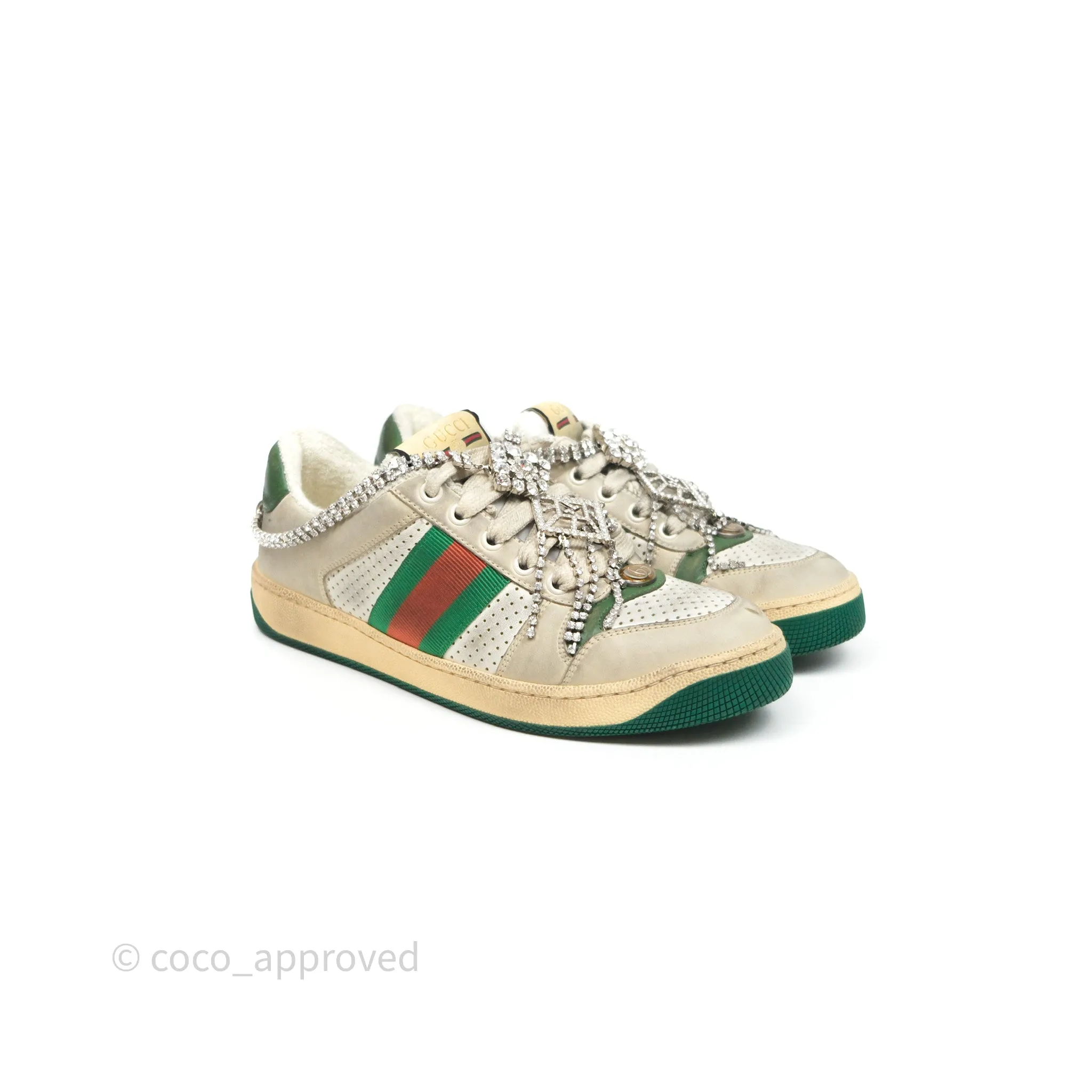 Gucci Crystals Embellished Low Top Sneakers Size 37