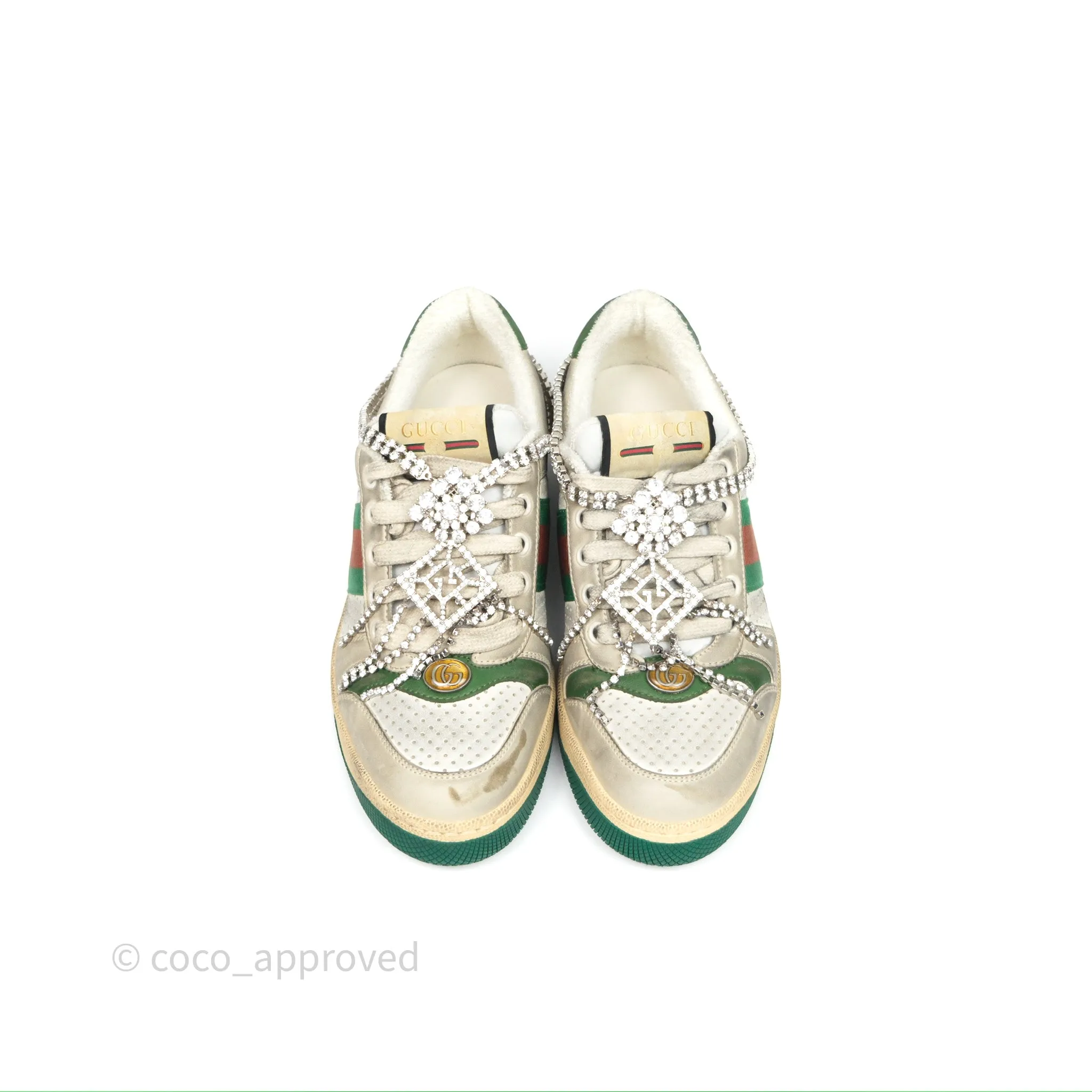 Gucci Crystals Embellished Low Top Sneakers Size 37