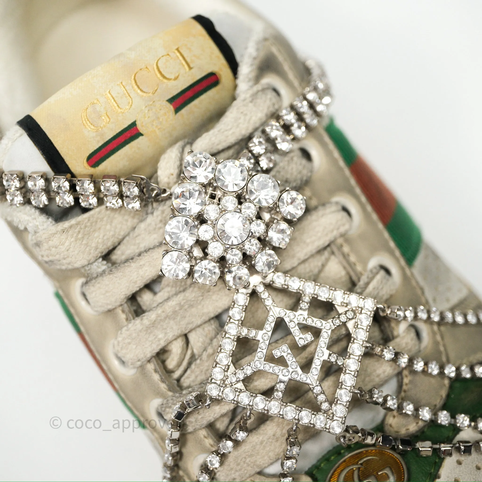 Gucci Crystals Embellished Low Top Sneakers Size 37