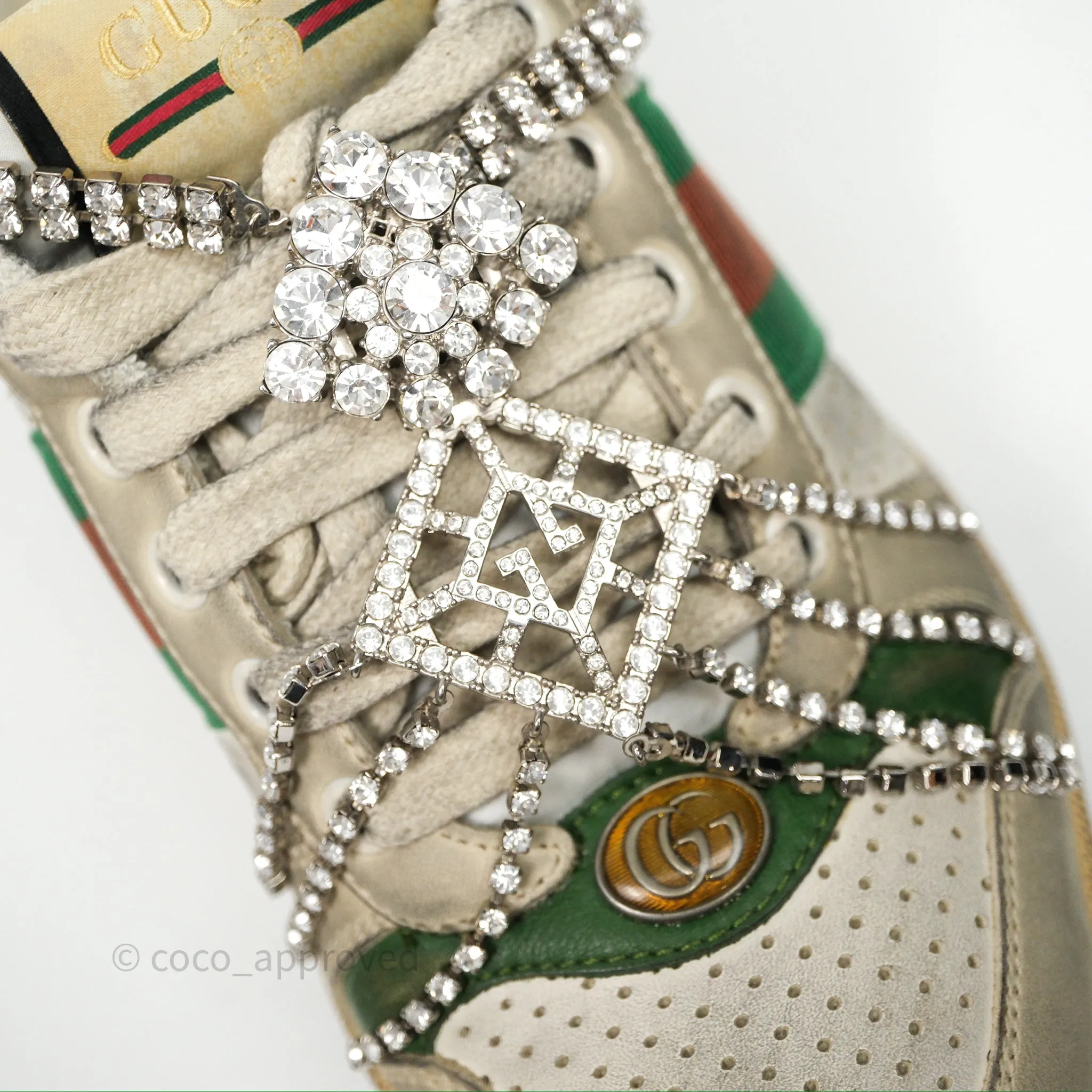 Gucci Crystals Embellished Low Top Sneakers Size 37