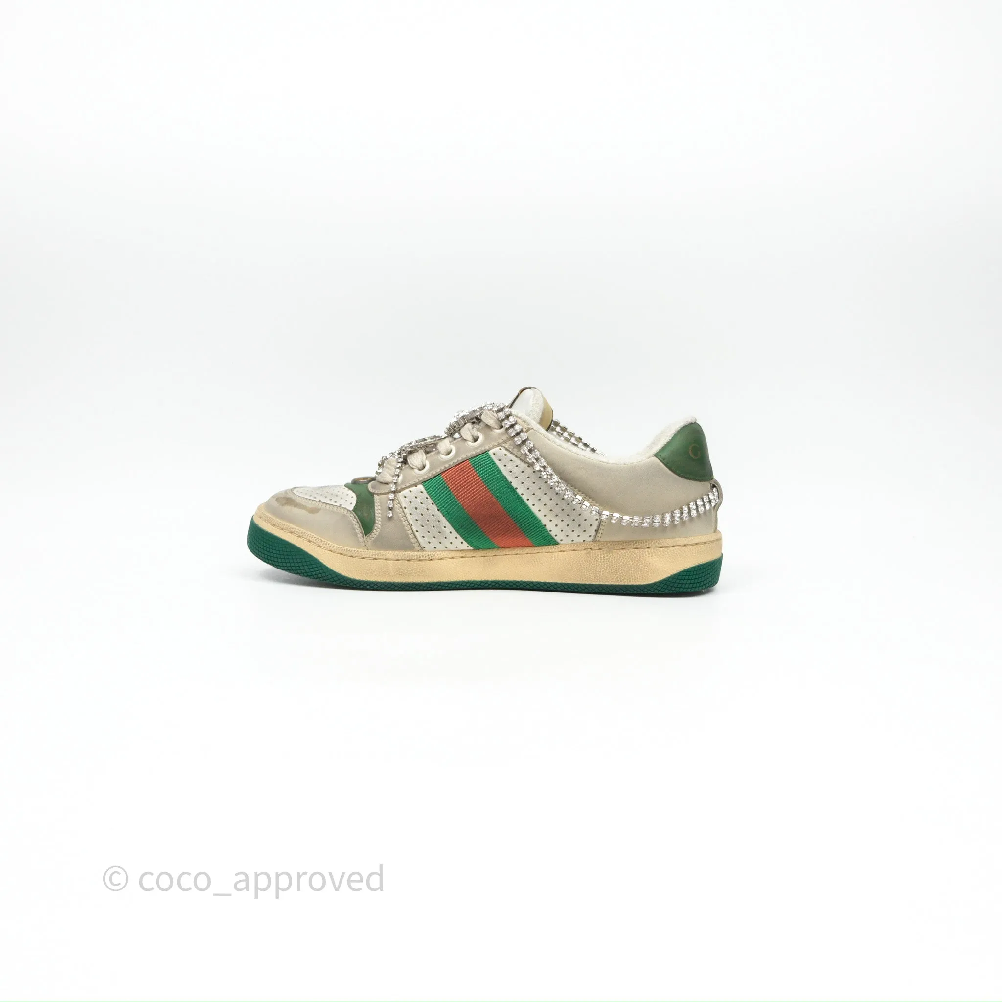 Gucci Crystals Embellished Low Top Sneakers Size 37