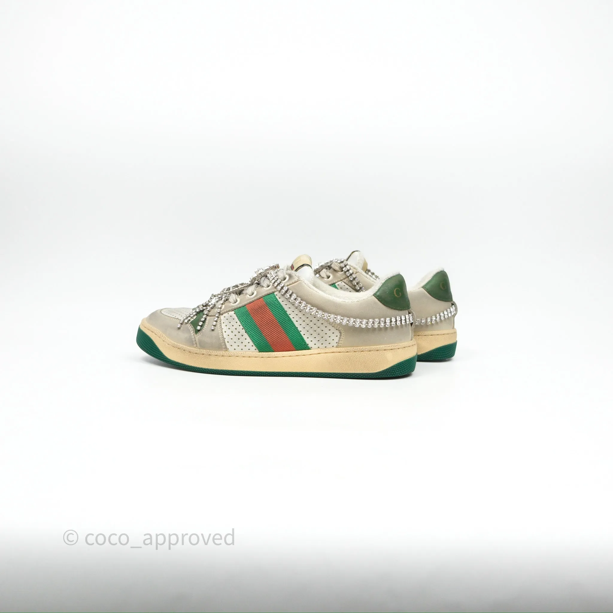 Gucci Crystals Embellished Low Top Sneakers Size 37