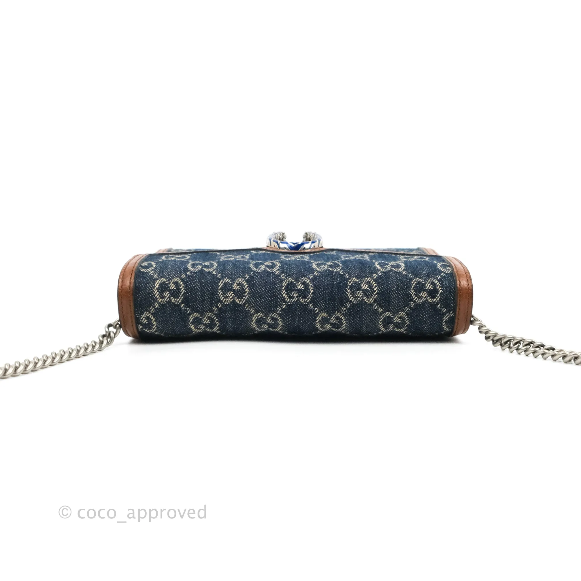 Gucci Denim GG Monogram Mini Dionysus Chain Wallet