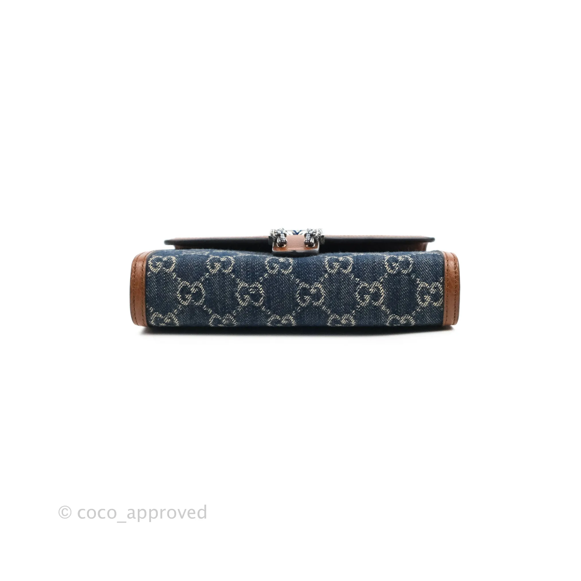 Gucci Denim GG Monogram Mini Dionysus Chain Wallet