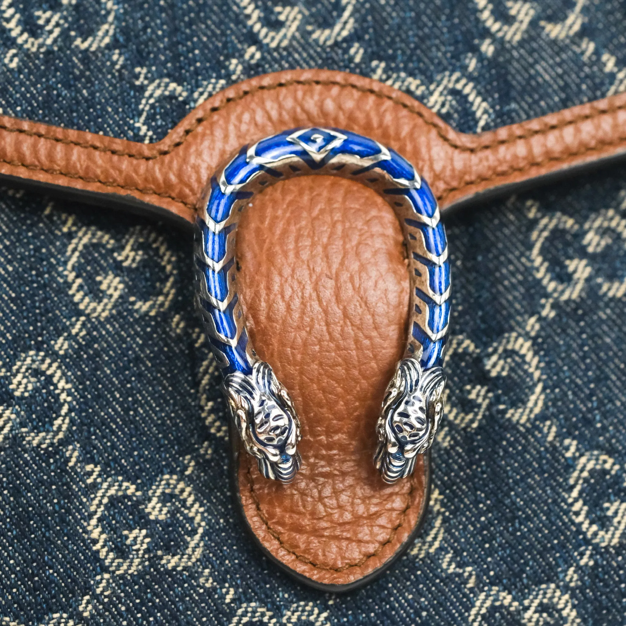 Gucci Denim GG Monogram Mini Dionysus Chain Wallet
