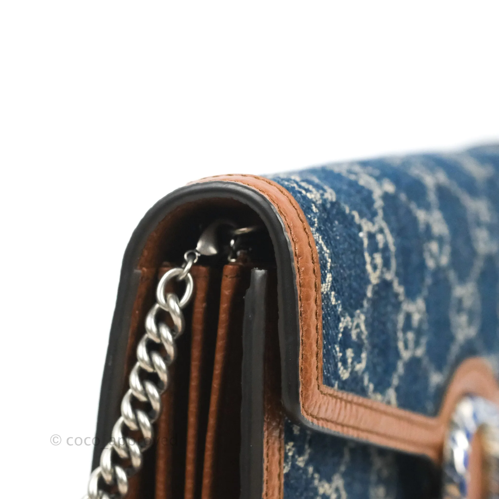 Gucci Denim GG Monogram Mini Dionysus Chain Wallet
