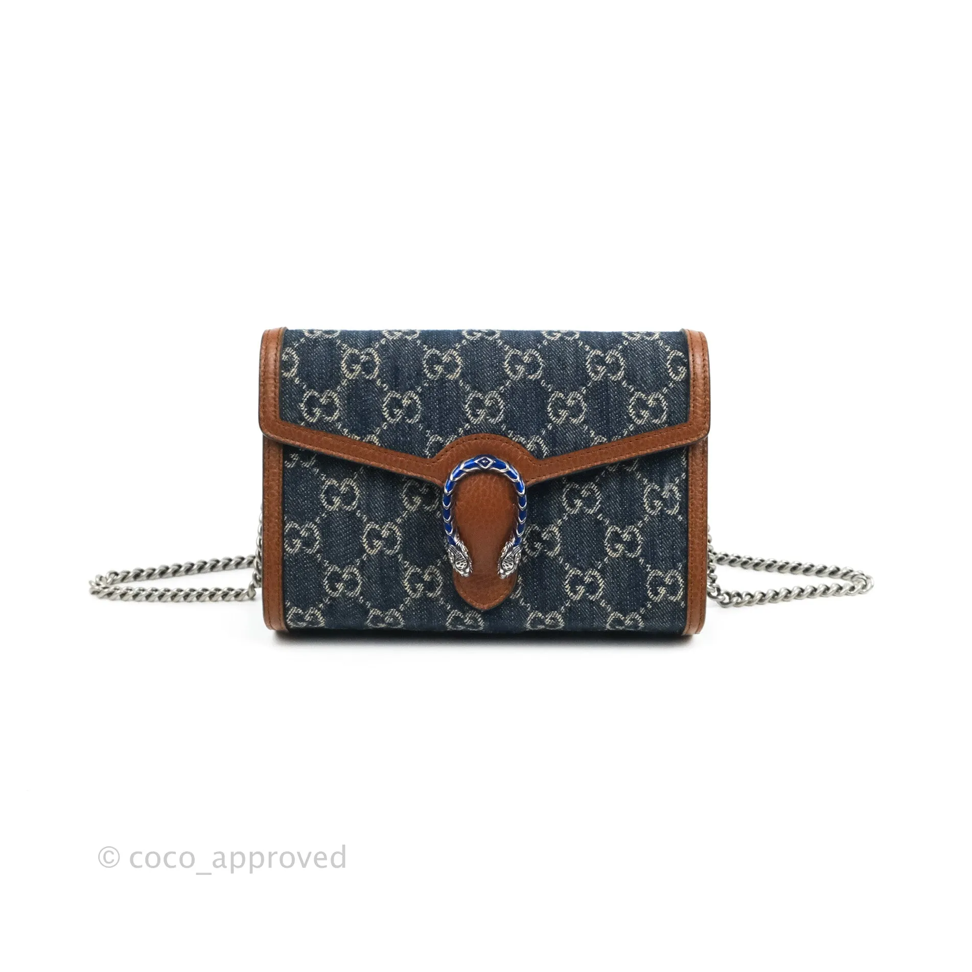 Gucci Denim GG Monogram Mini Dionysus Chain Wallet
