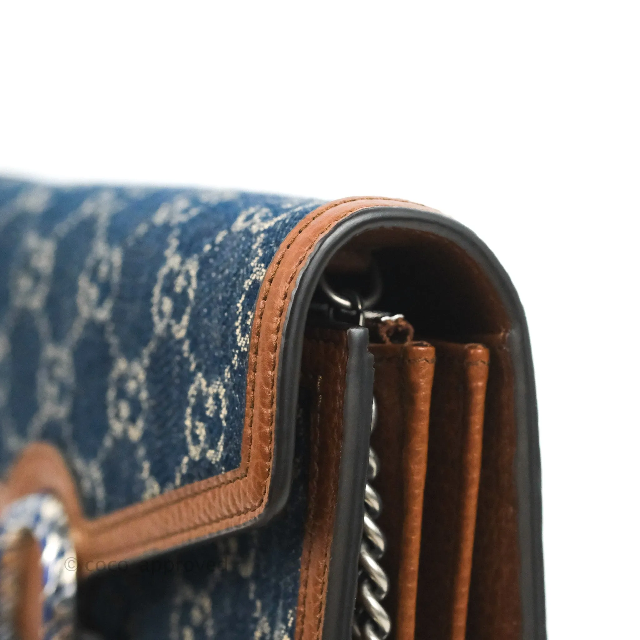 Gucci Denim GG Monogram Mini Dionysus Chain Wallet