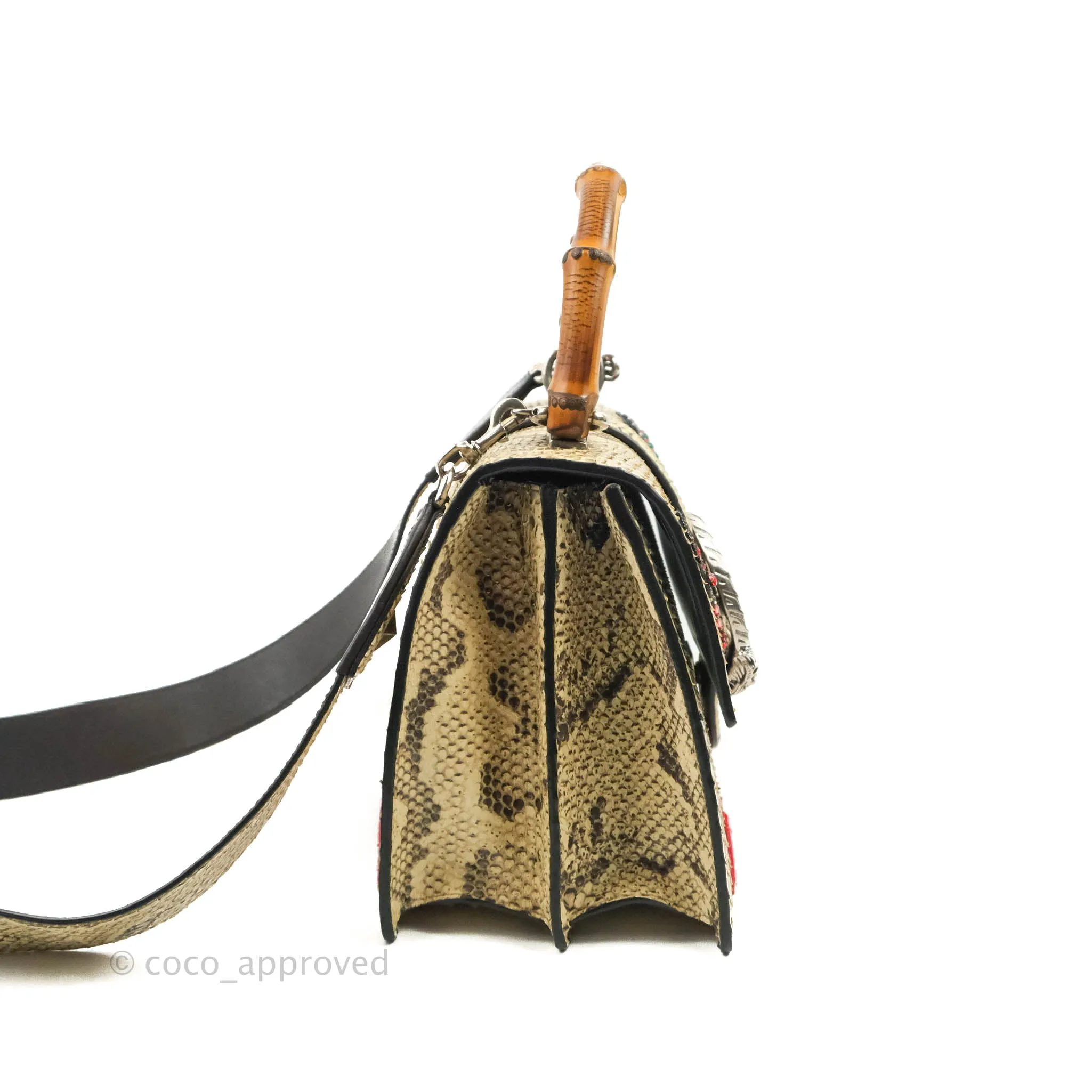 Gucci Dionysus Bamboo Top Handle Bag Embroidered Python Medium
