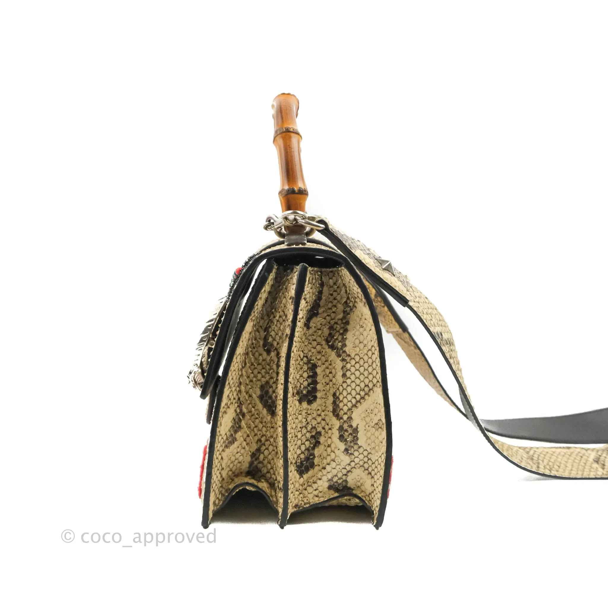 Gucci Dionysus Bamboo Top Handle Bag Embroidered Python Medium