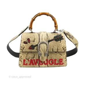 Gucci Dionysus Bamboo Top Handle Bag Embroidered Python Medium