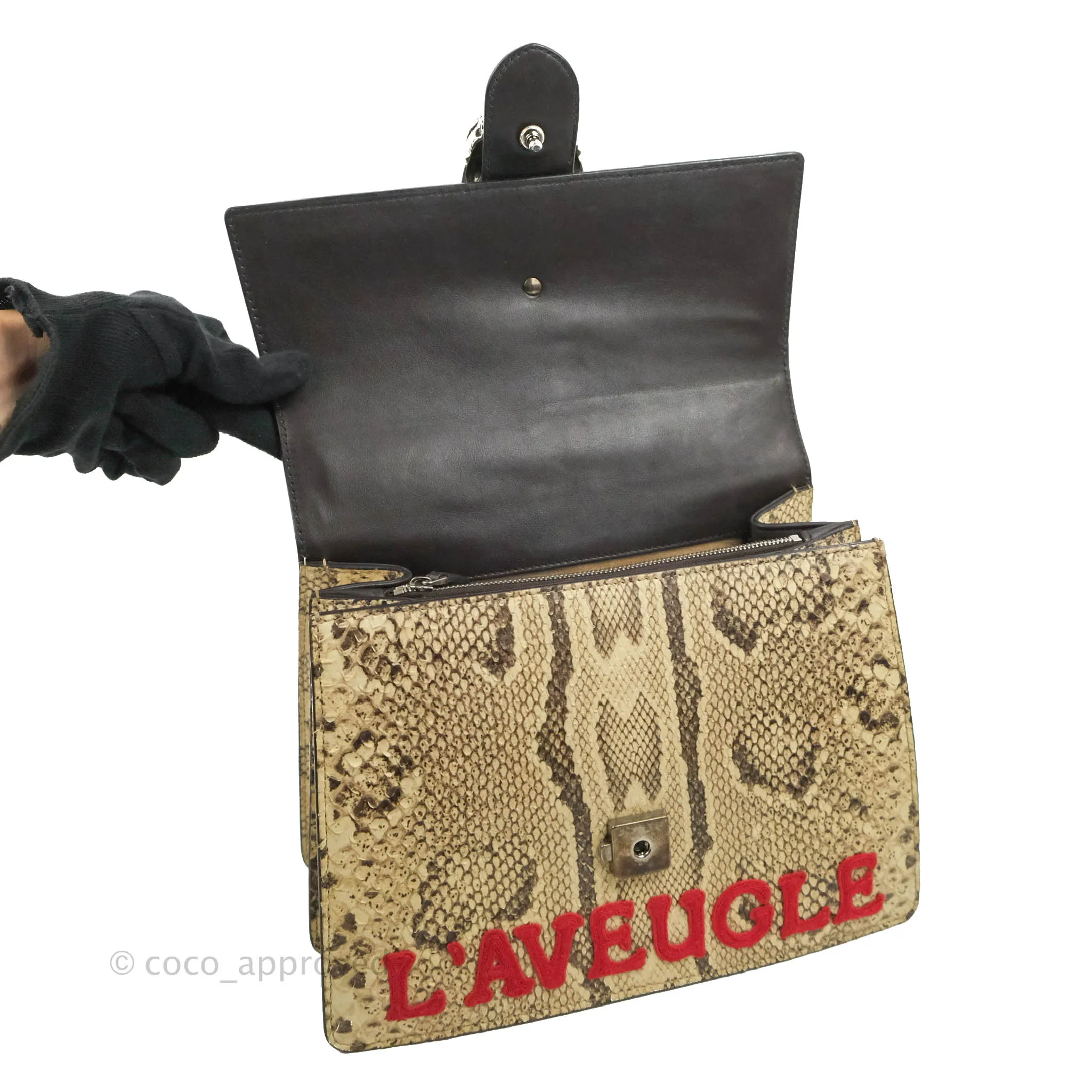 Gucci Dionysus Bamboo Top Handle Bag Embroidered Python Medium