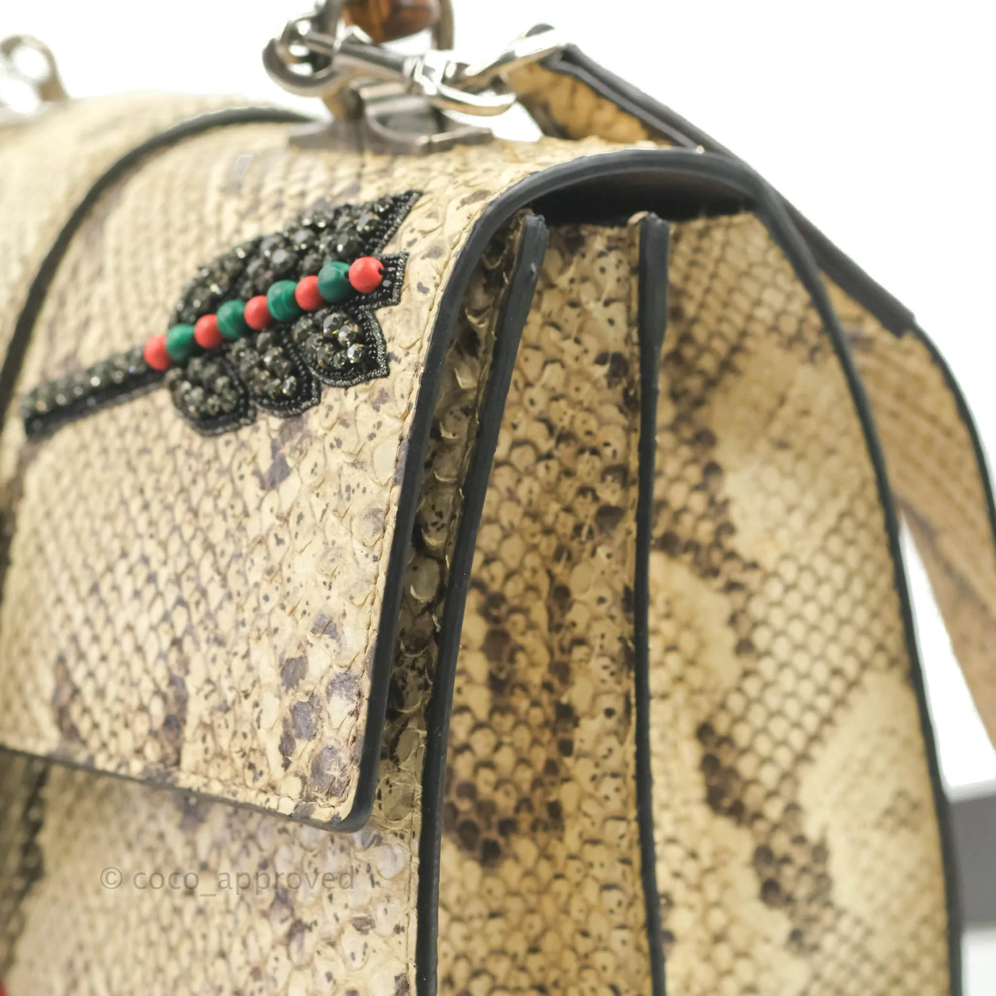 Gucci Dionysus Bamboo Top Handle Bag Embroidered Python Medium