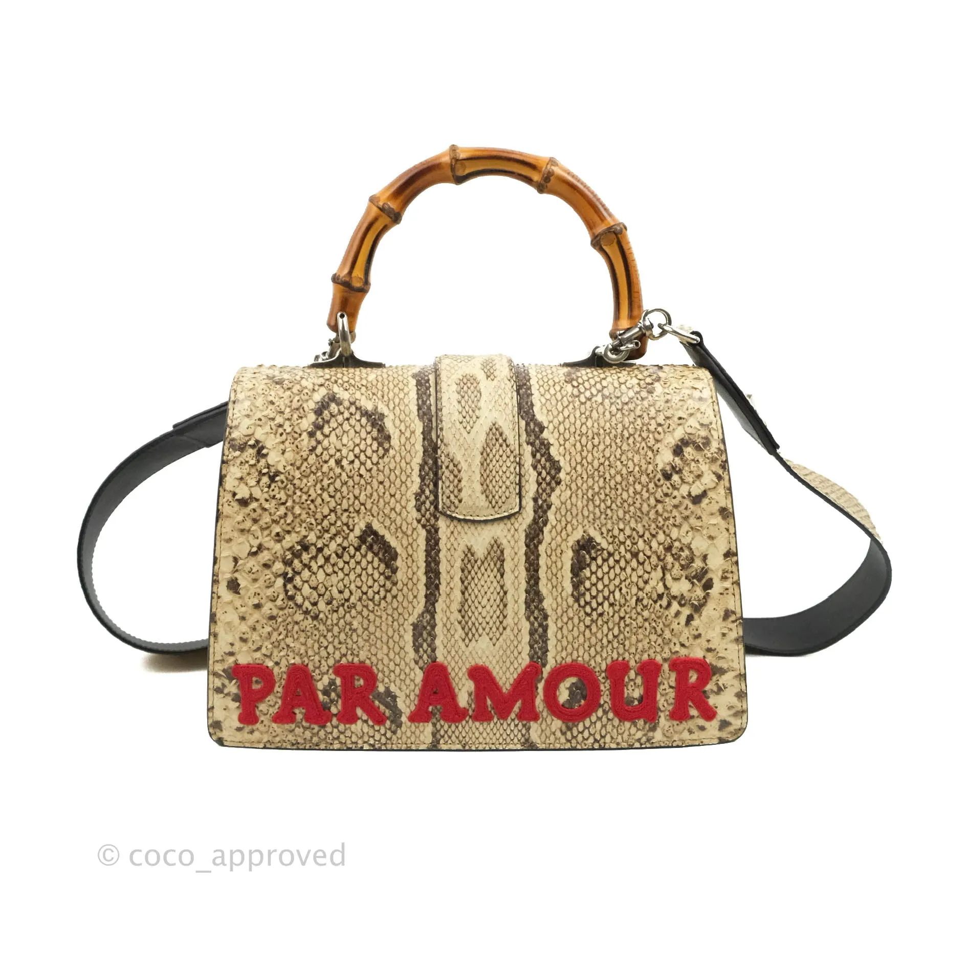Gucci Dionysus Bamboo Top Handle Bag Embroidered Python Medium