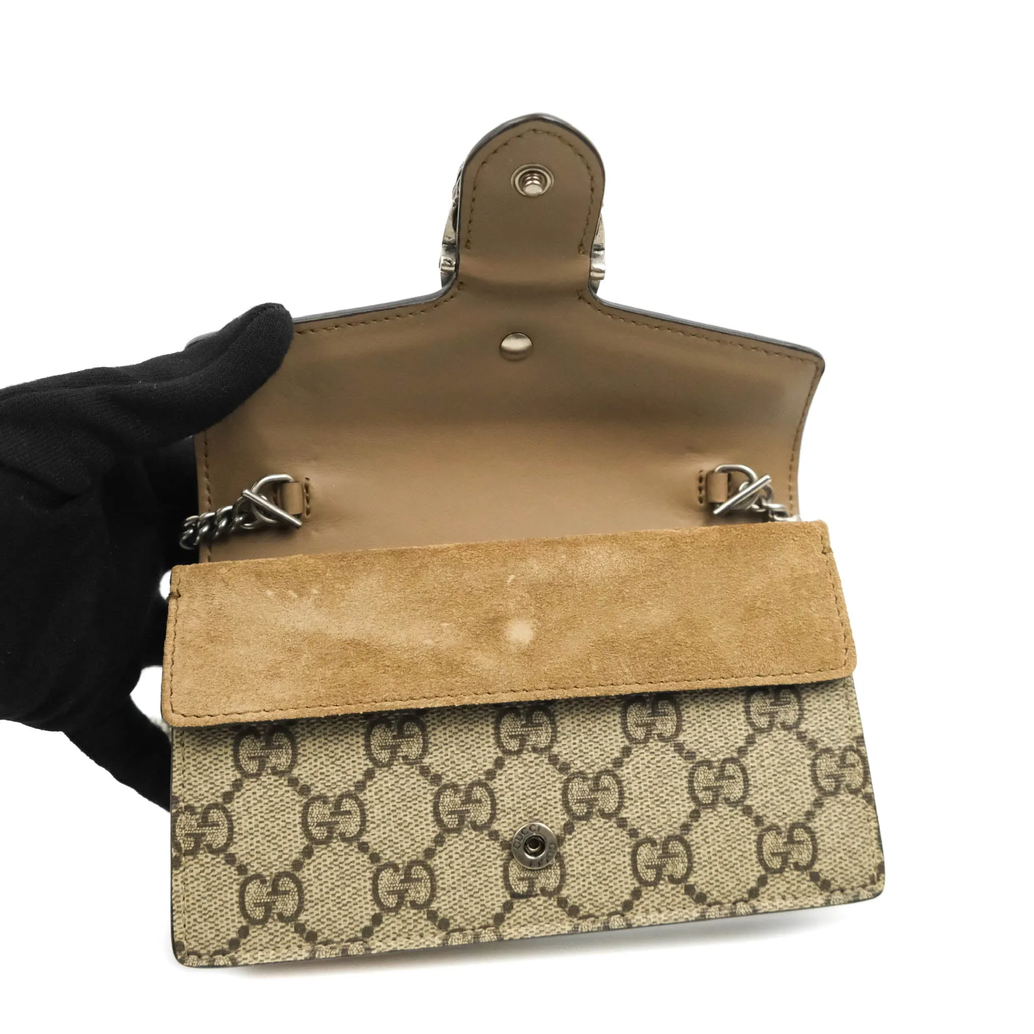 Gucci Dionysus GG Supreme Super Mini Crossbody Bag Ruthenium Hardware