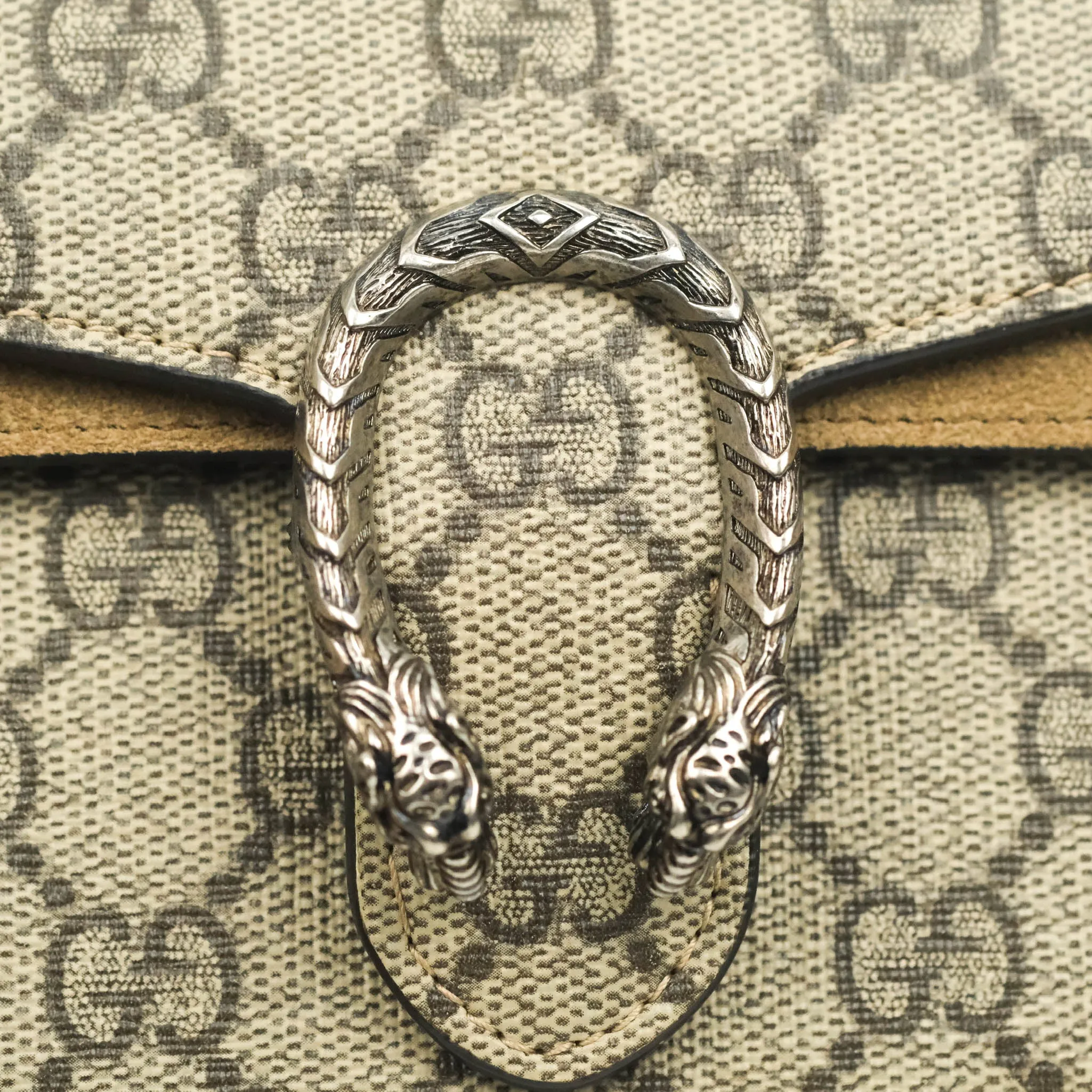 Gucci Dionysus GG Supreme Super Mini Crossbody Bag Ruthenium Hardware
