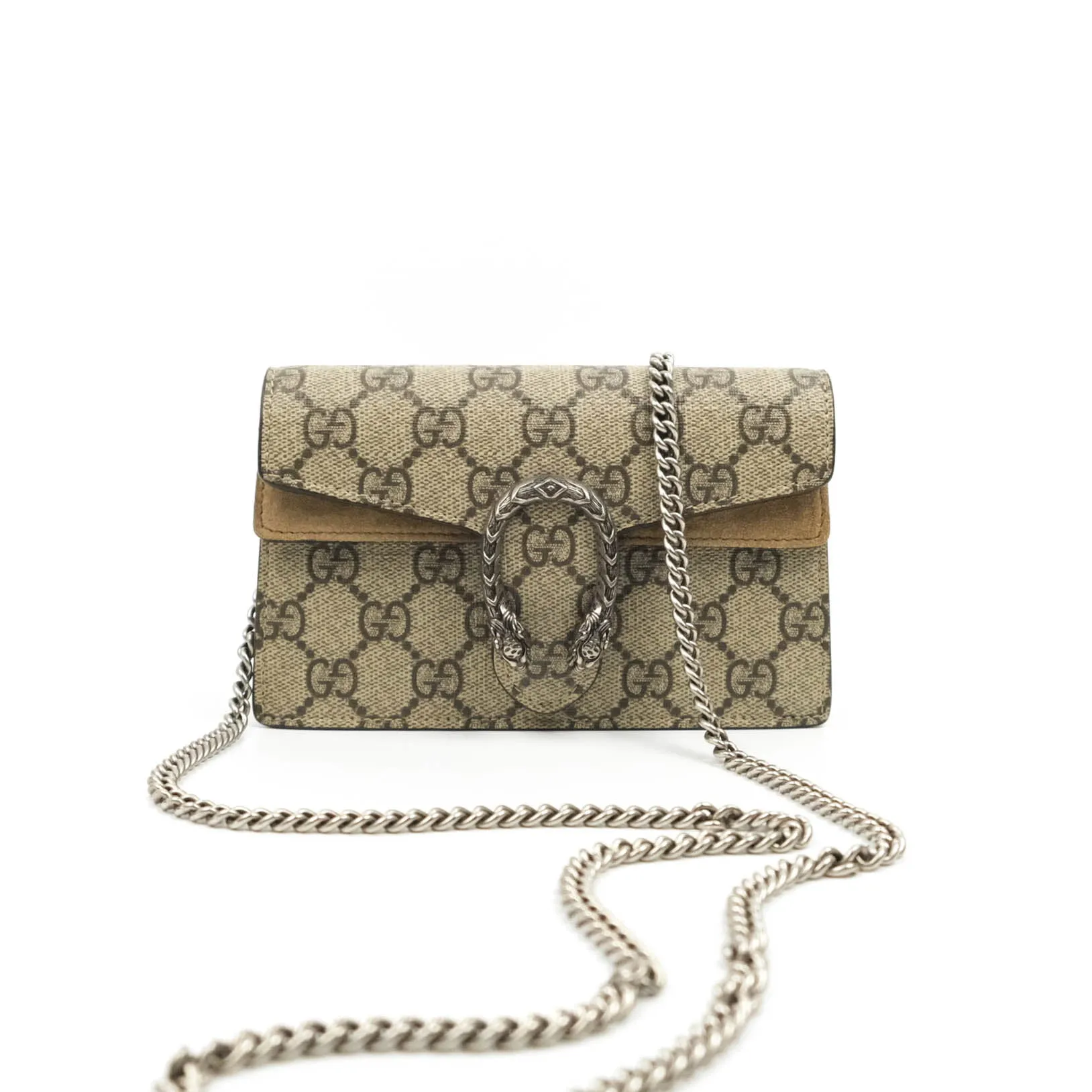 Gucci Dionysus GG Supreme Super Mini Crossbody Bag Ruthenium Hardware