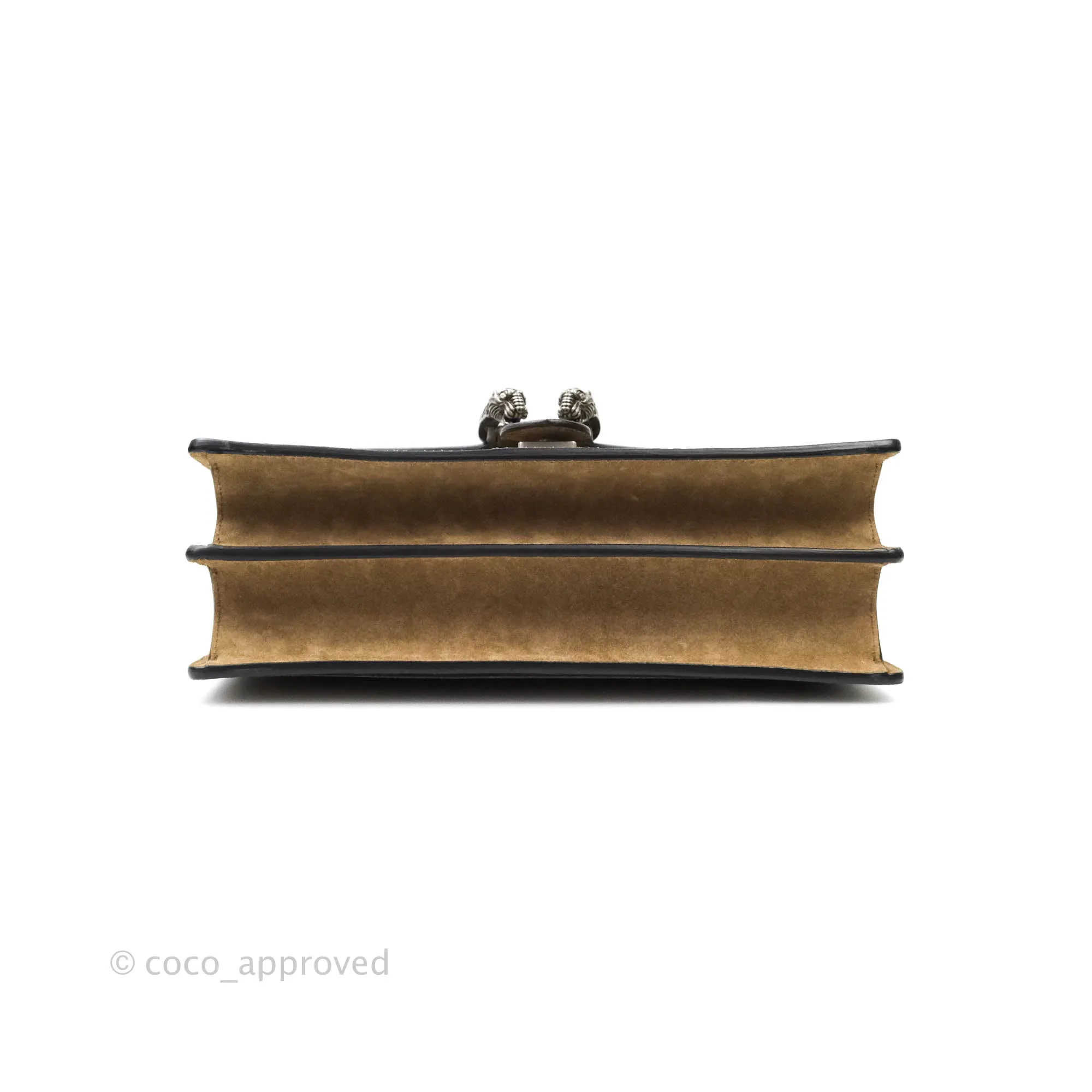 Gucci Dionysus Medium GG Supreme Canvas Suede Shoulder Bag Antique Silver Hardware