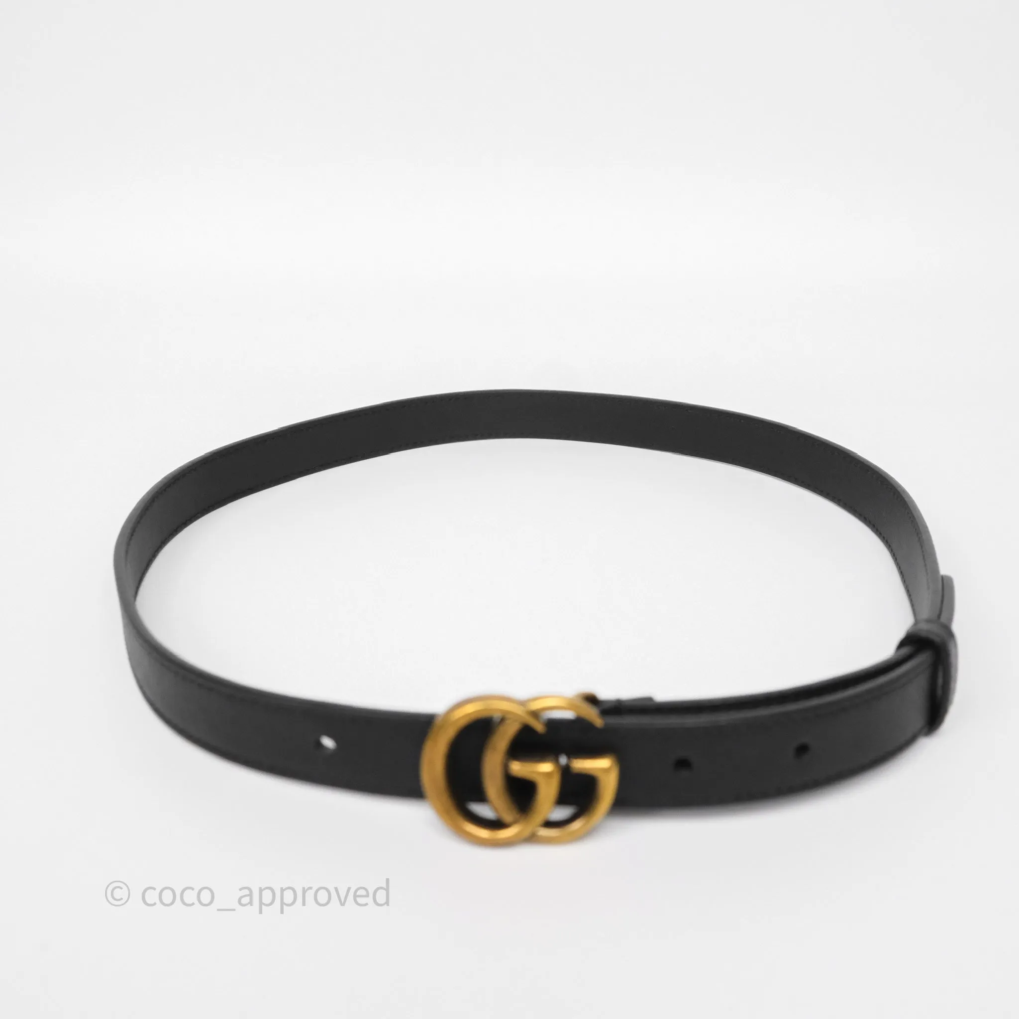 Gucci Double GG 20mm Belt 75 30 Black Calfskin