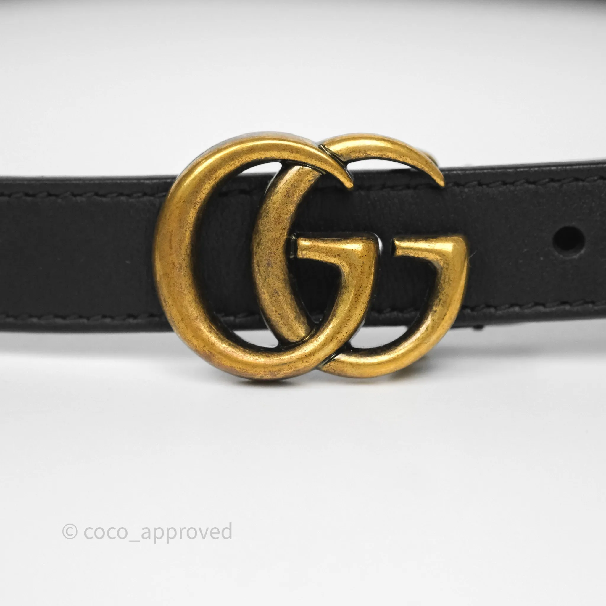 Gucci Double GG 20mm Belt 75 30 Black Calfskin