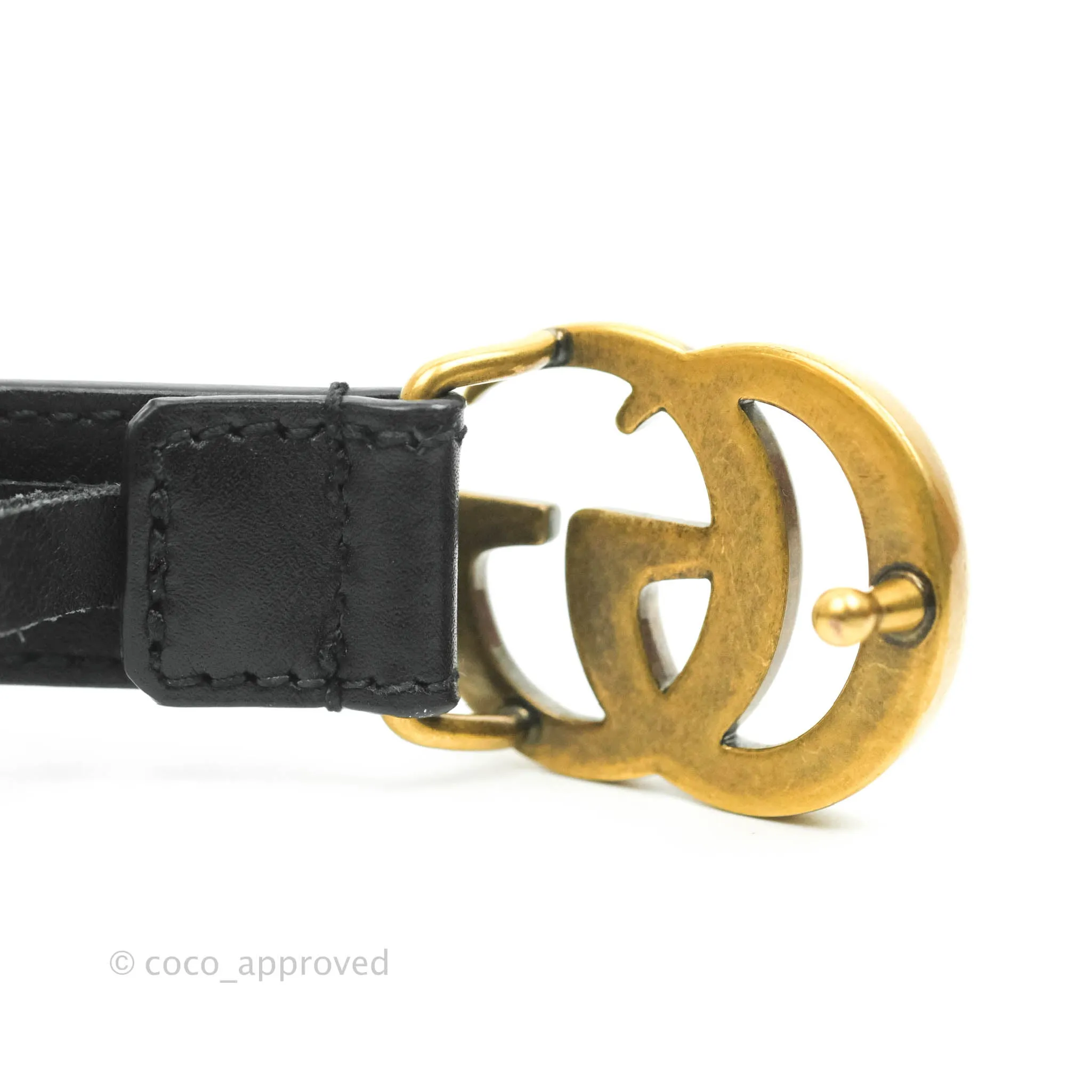 Gucci Double GG Black Calfskin 20mm Belt 80 32