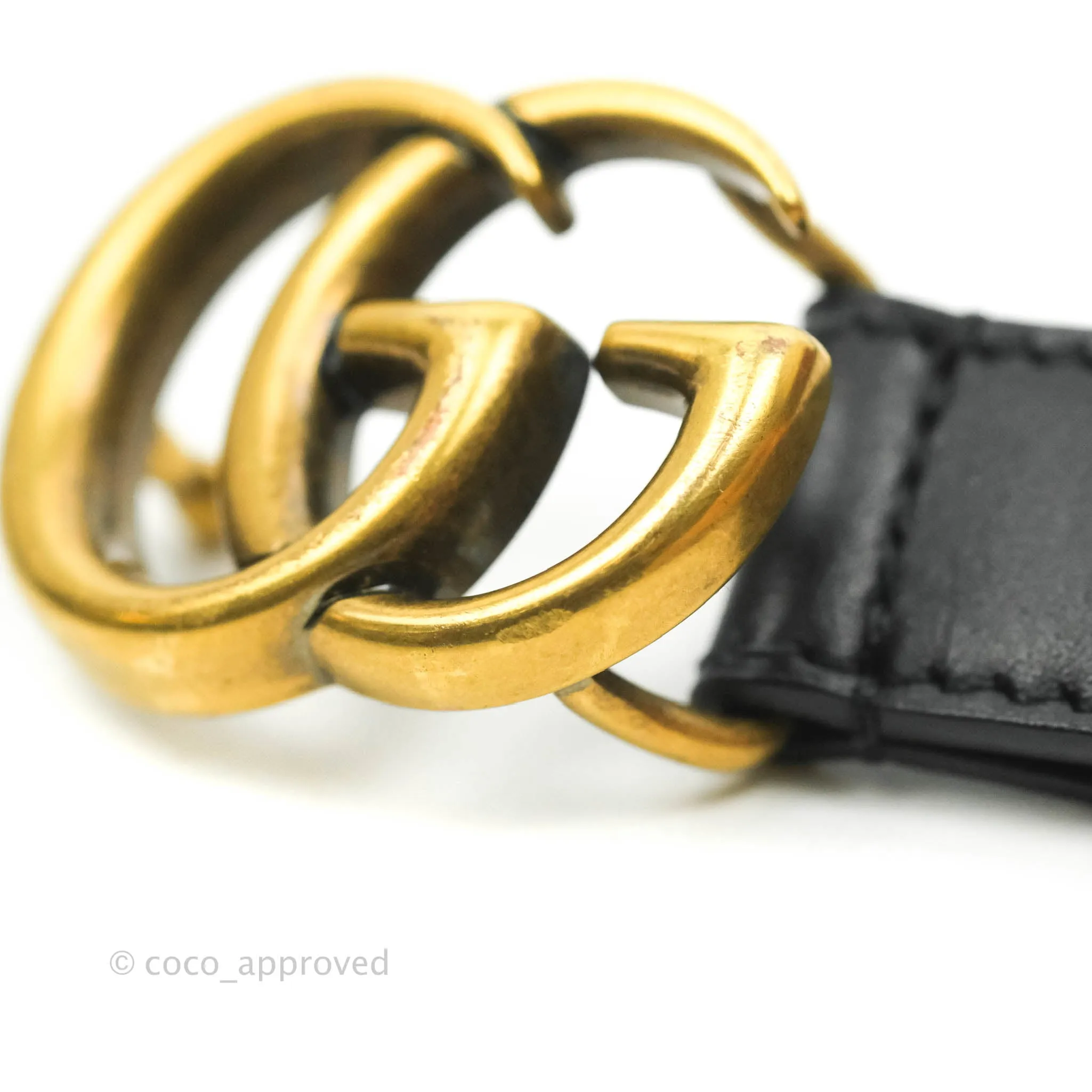 Gucci Double GG Black Calfskin 20mm Belt 80 32