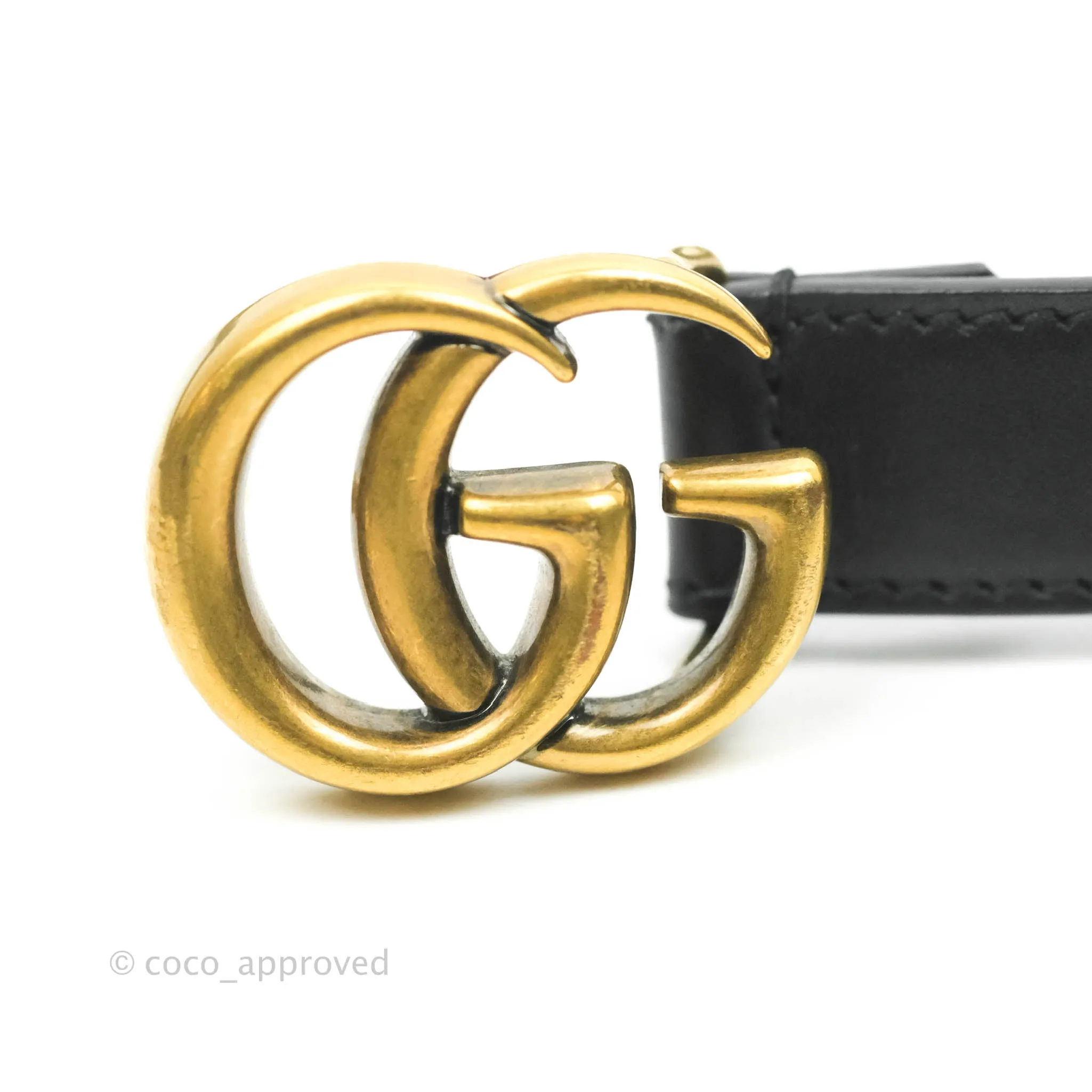 Gucci Double GG Black Calfskin 20mm Belt 80 32