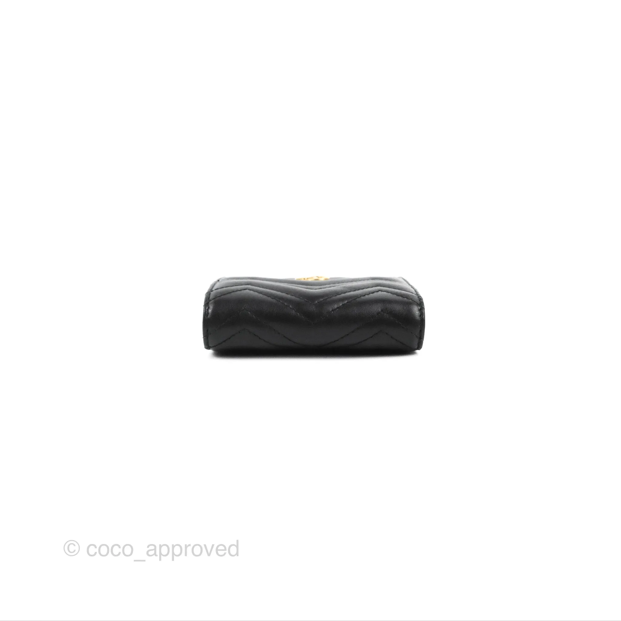 Gucci GG Marmont Card Case Wallet Black Lambskin
