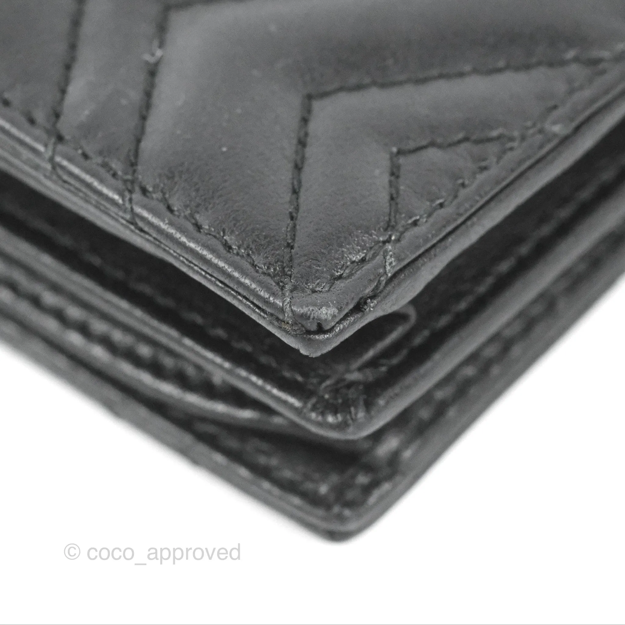 Gucci GG Marmont Card Case Wallet Black Lambskin