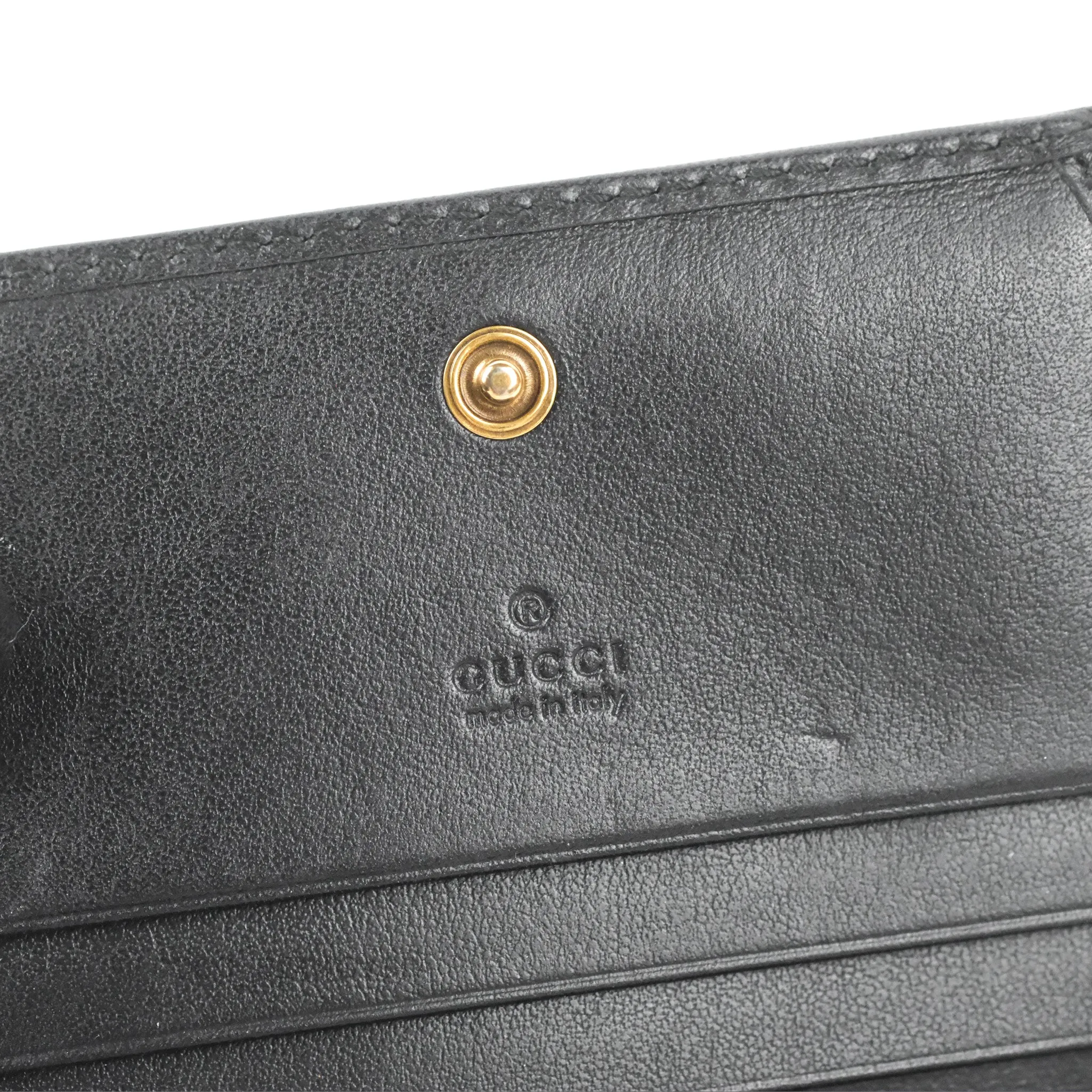 Gucci GG Marmont Card Case Wallet Black Lambskin