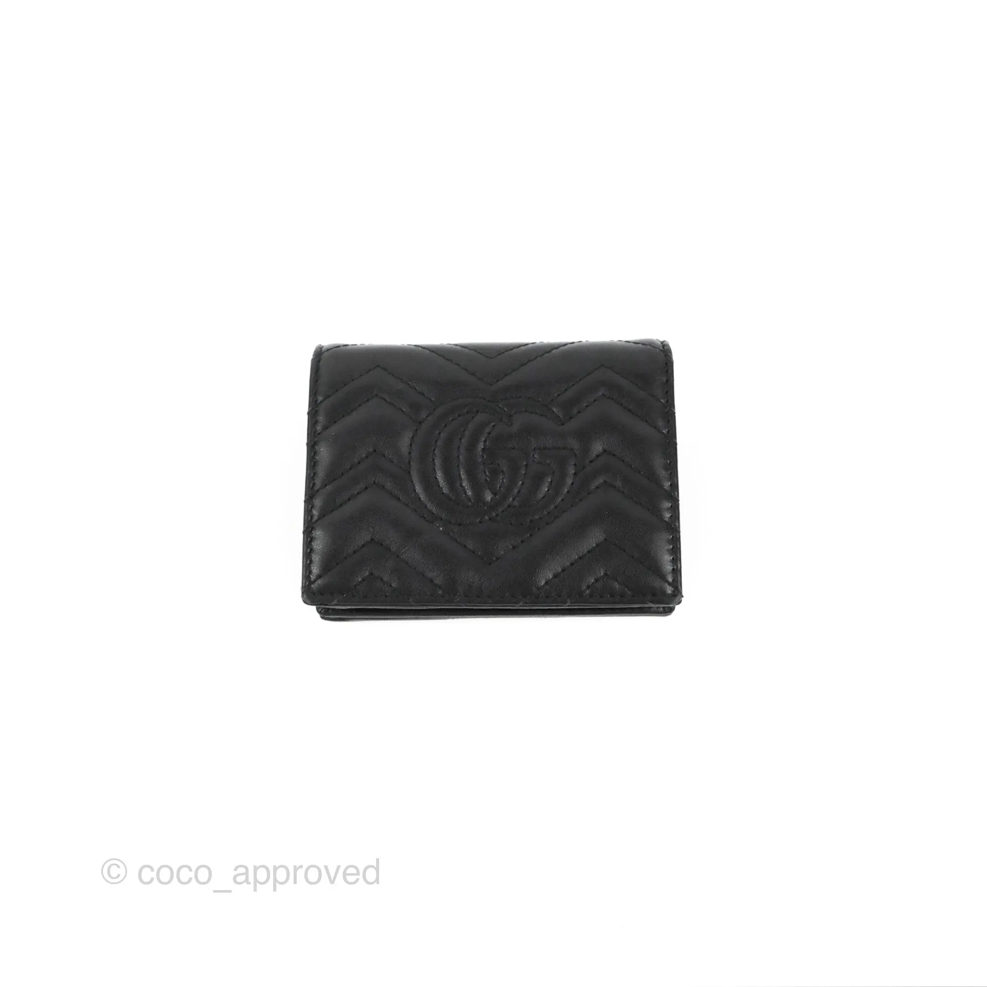 Gucci GG Marmont Card Case Wallet Black Lambskin