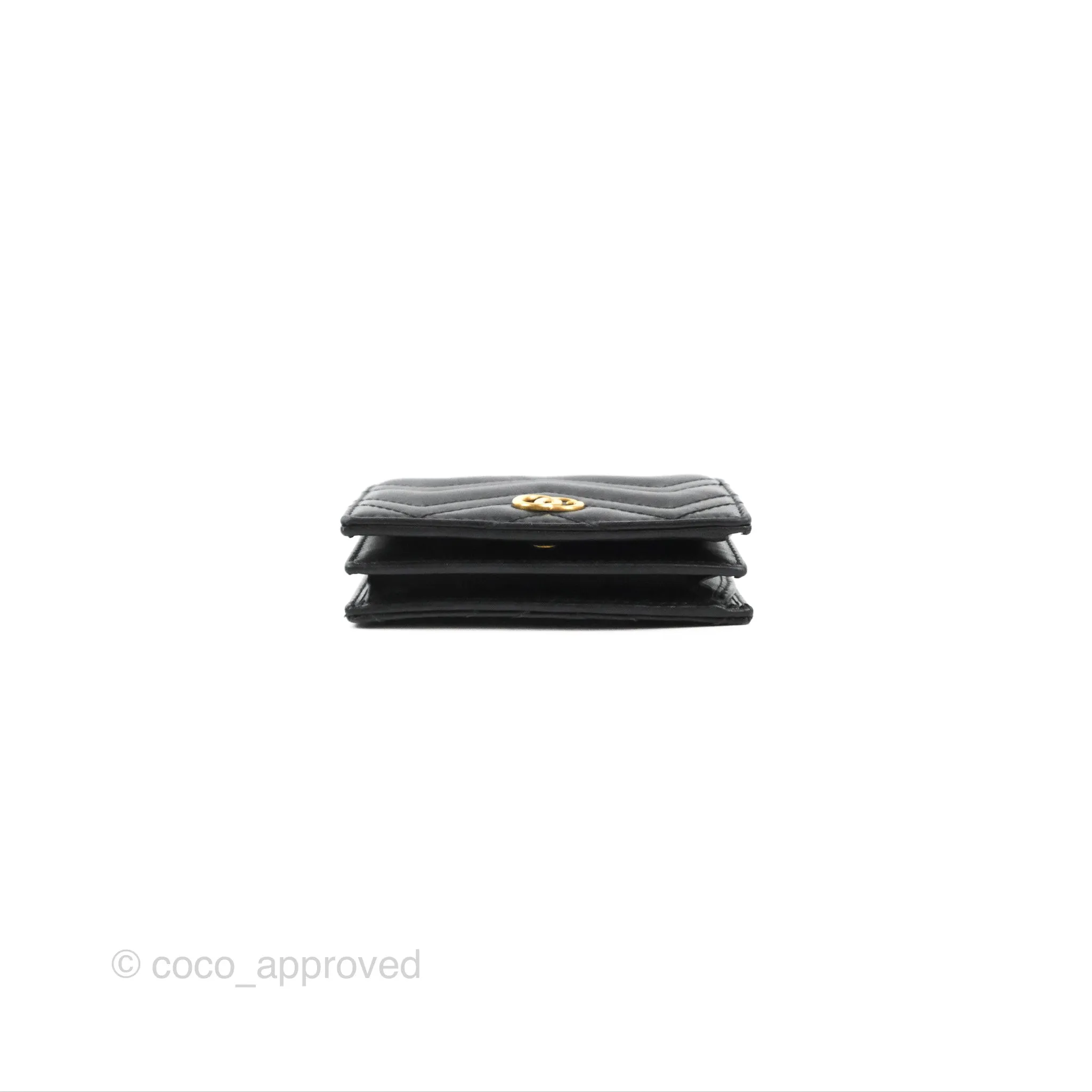 Gucci GG Marmont Card Case Wallet Black Lambskin