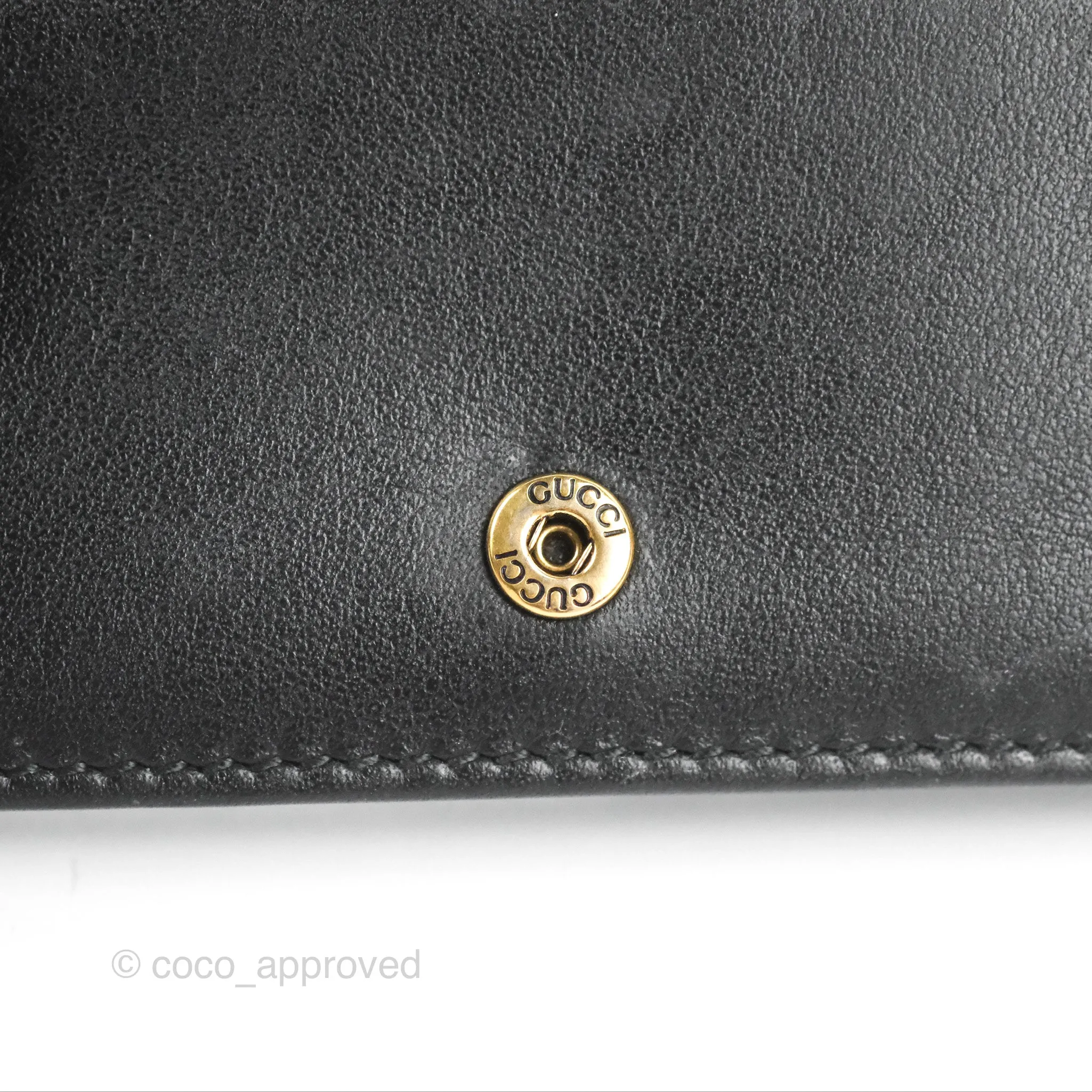 Gucci GG Marmont Card Case Wallet Black Lambskin