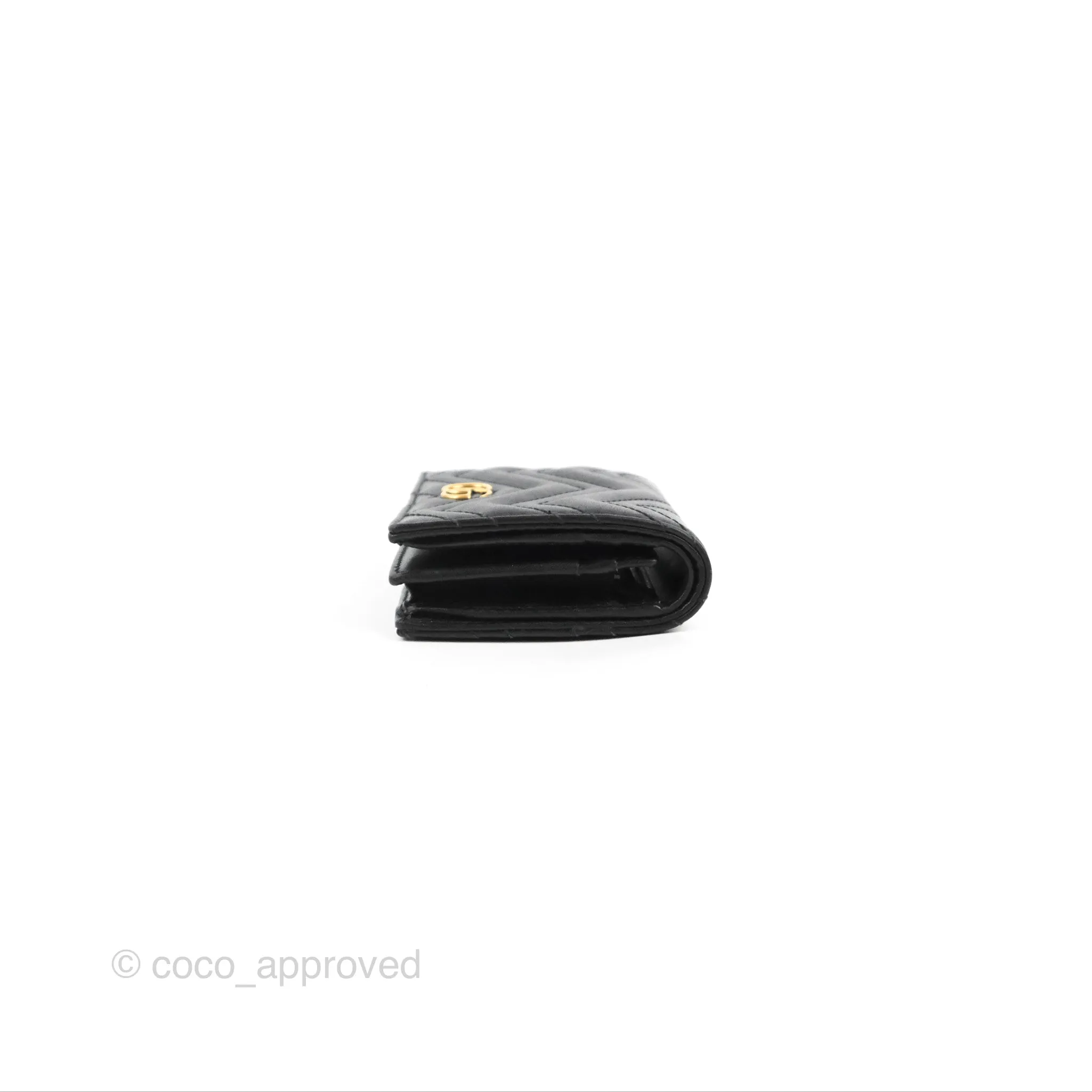 Gucci GG Marmont Card Case Wallet Black Lambskin