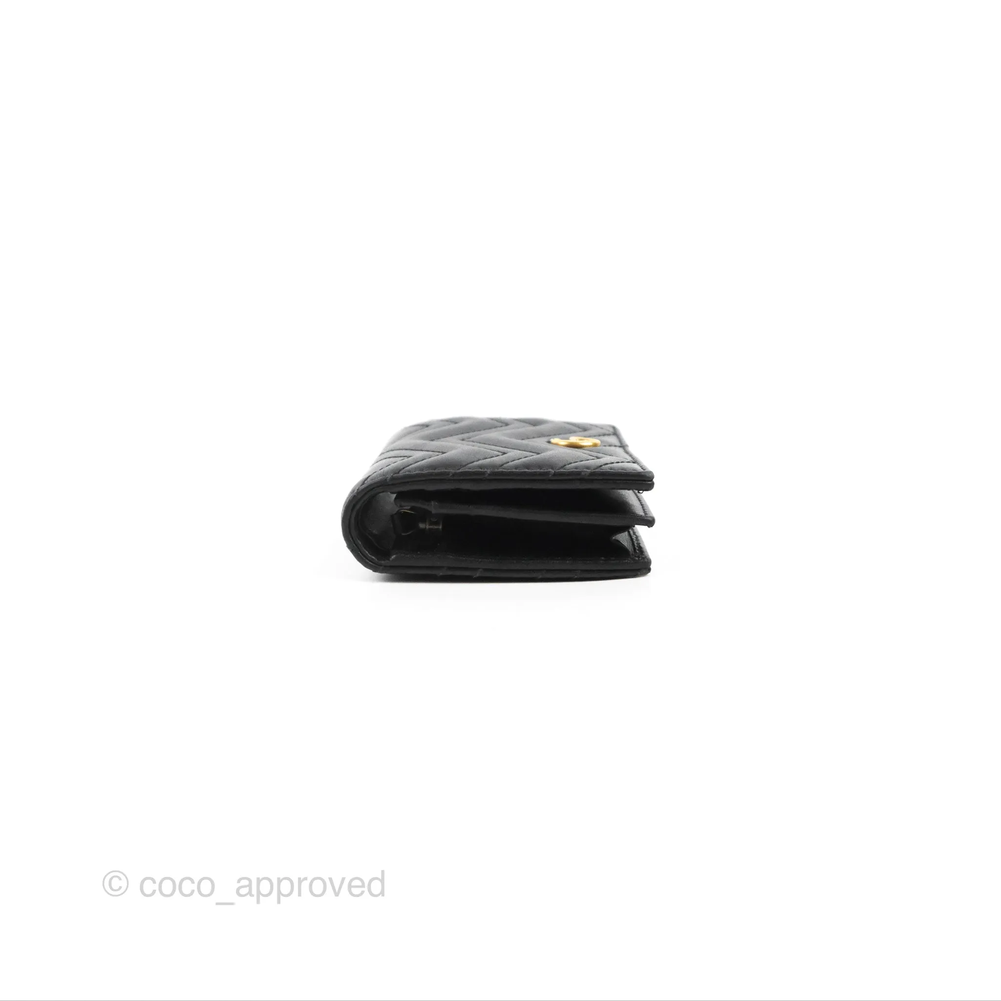 Gucci GG Marmont Card Case Wallet Black Lambskin