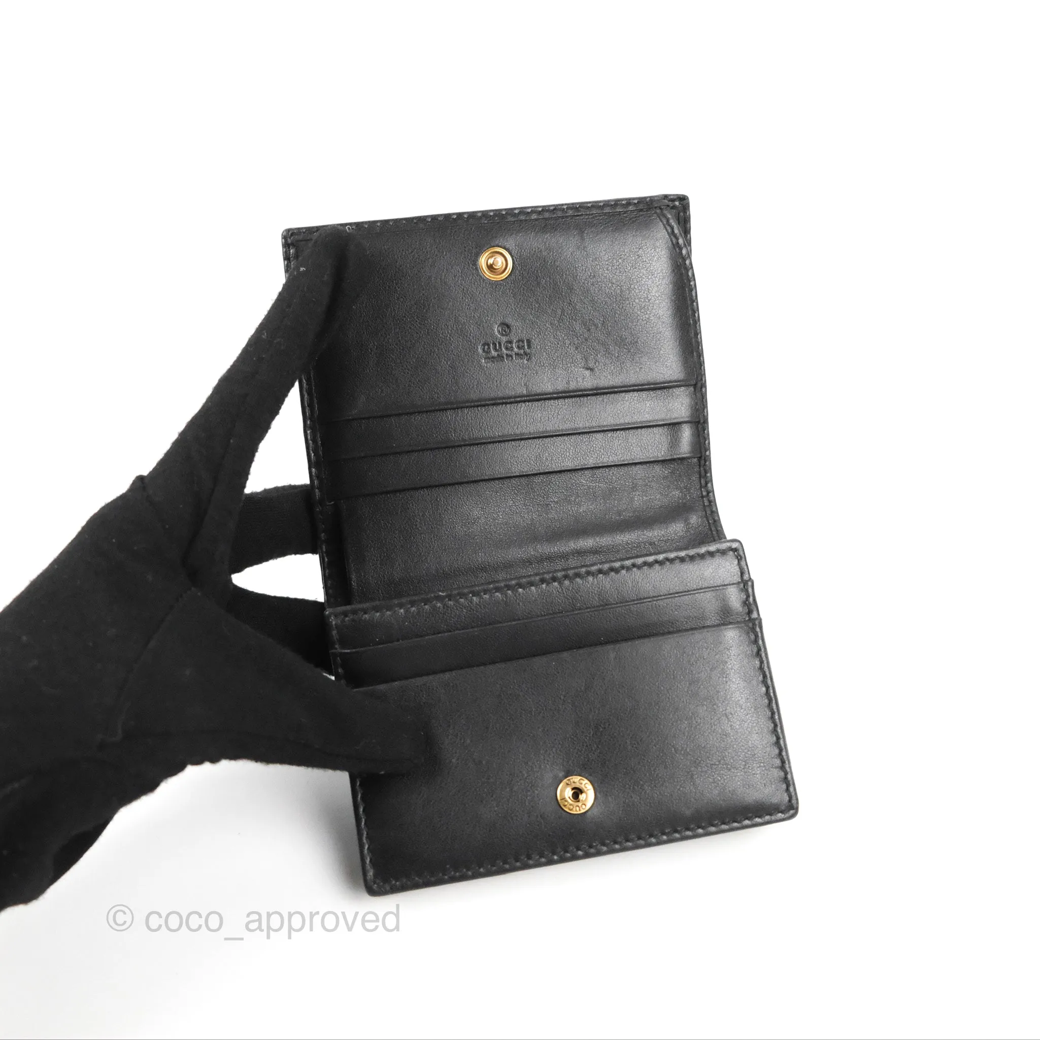 Gucci GG Marmont Card Case Wallet Black Lambskin