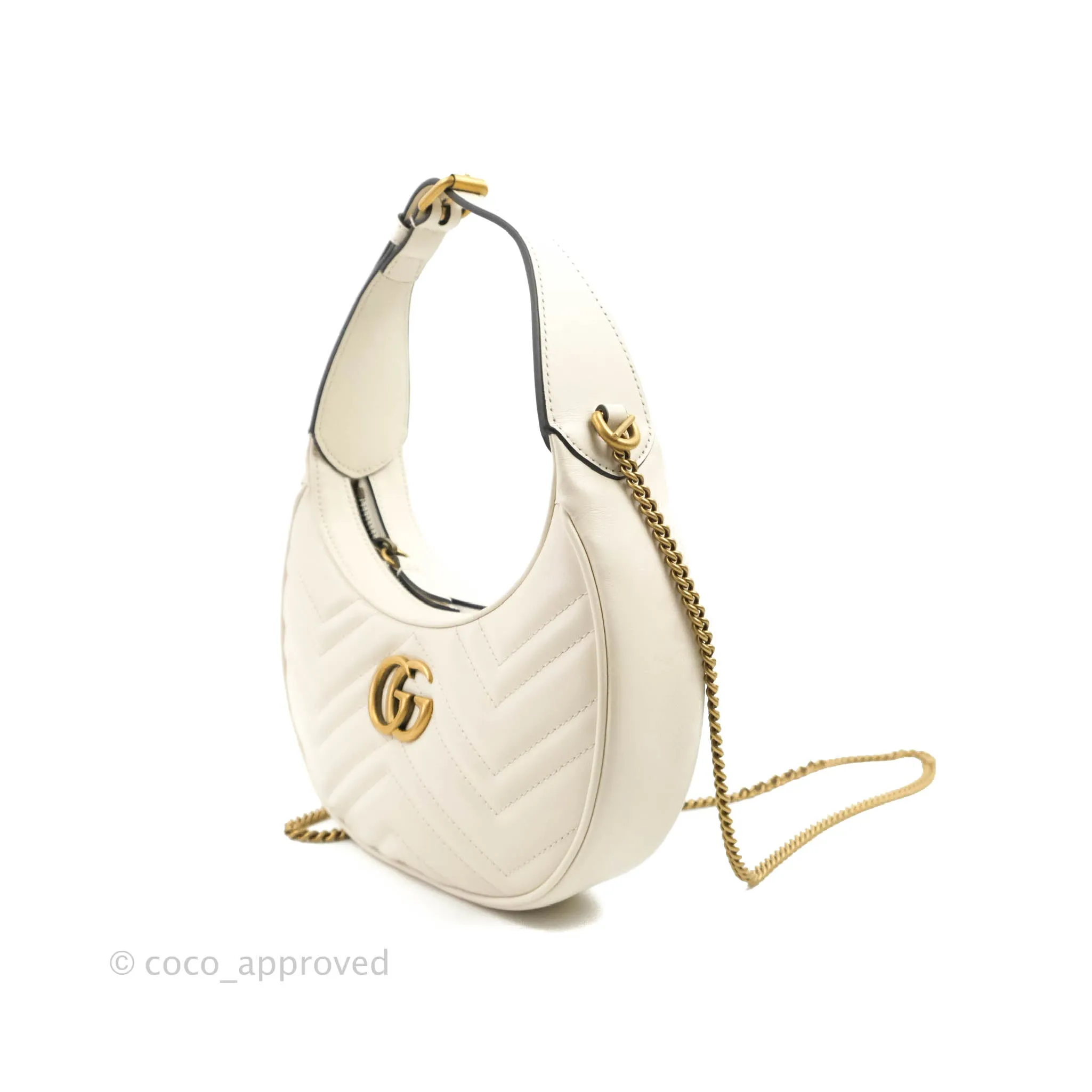 Gucci GG Marmont Half Moon-shaped Mini Bag White