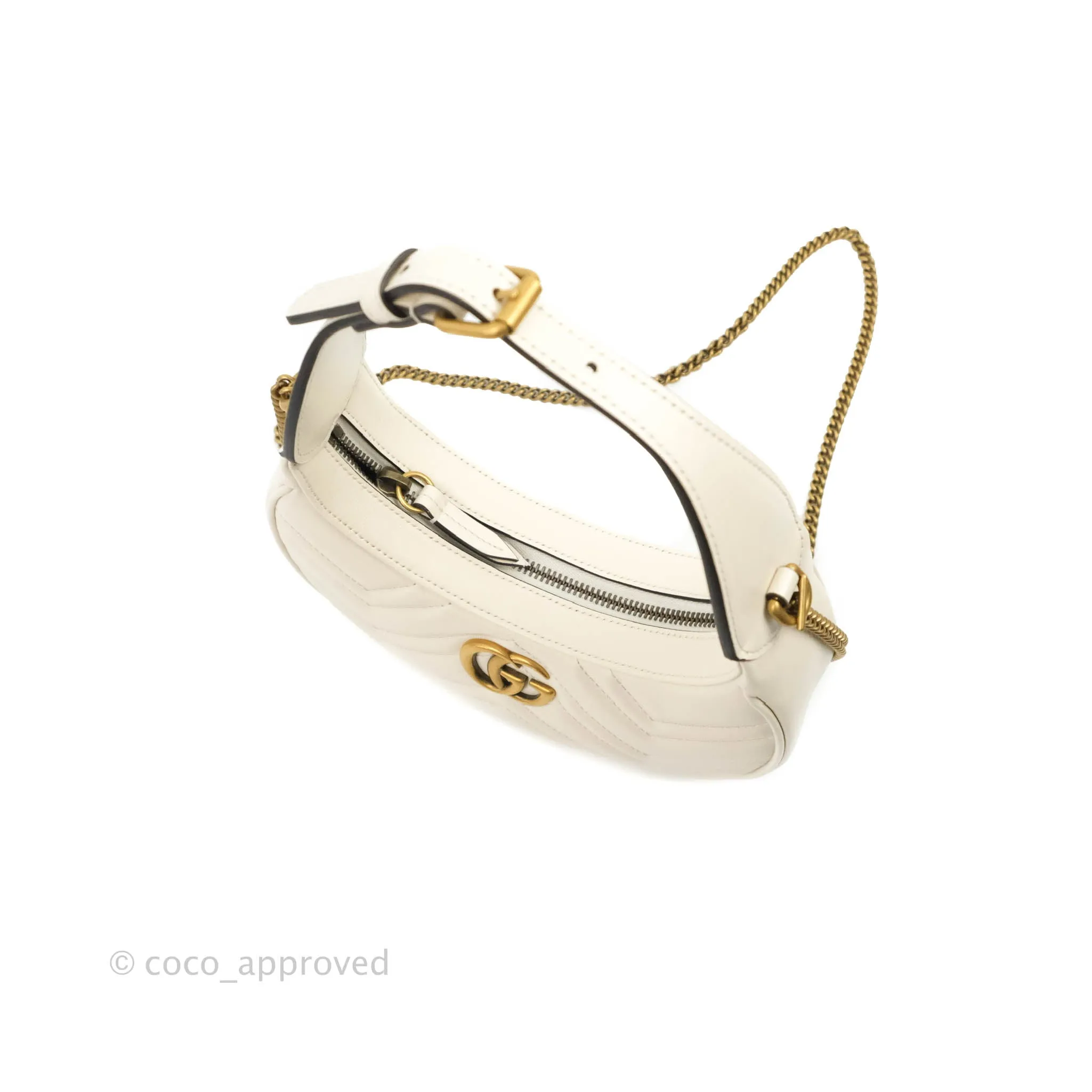 Gucci GG Marmont Half Moon-shaped Mini Bag White