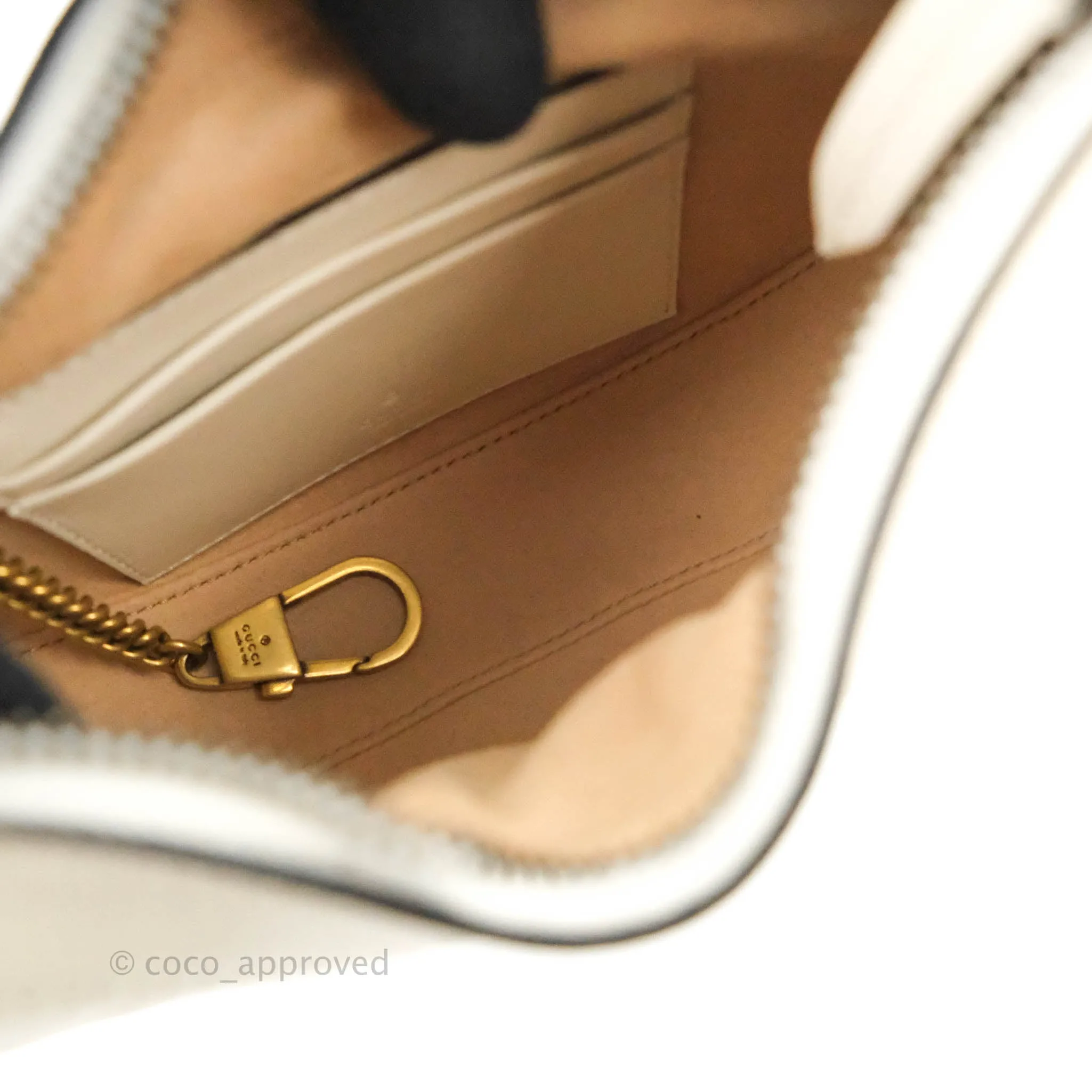 Gucci GG Marmont Half Moon-shaped Mini Bag White