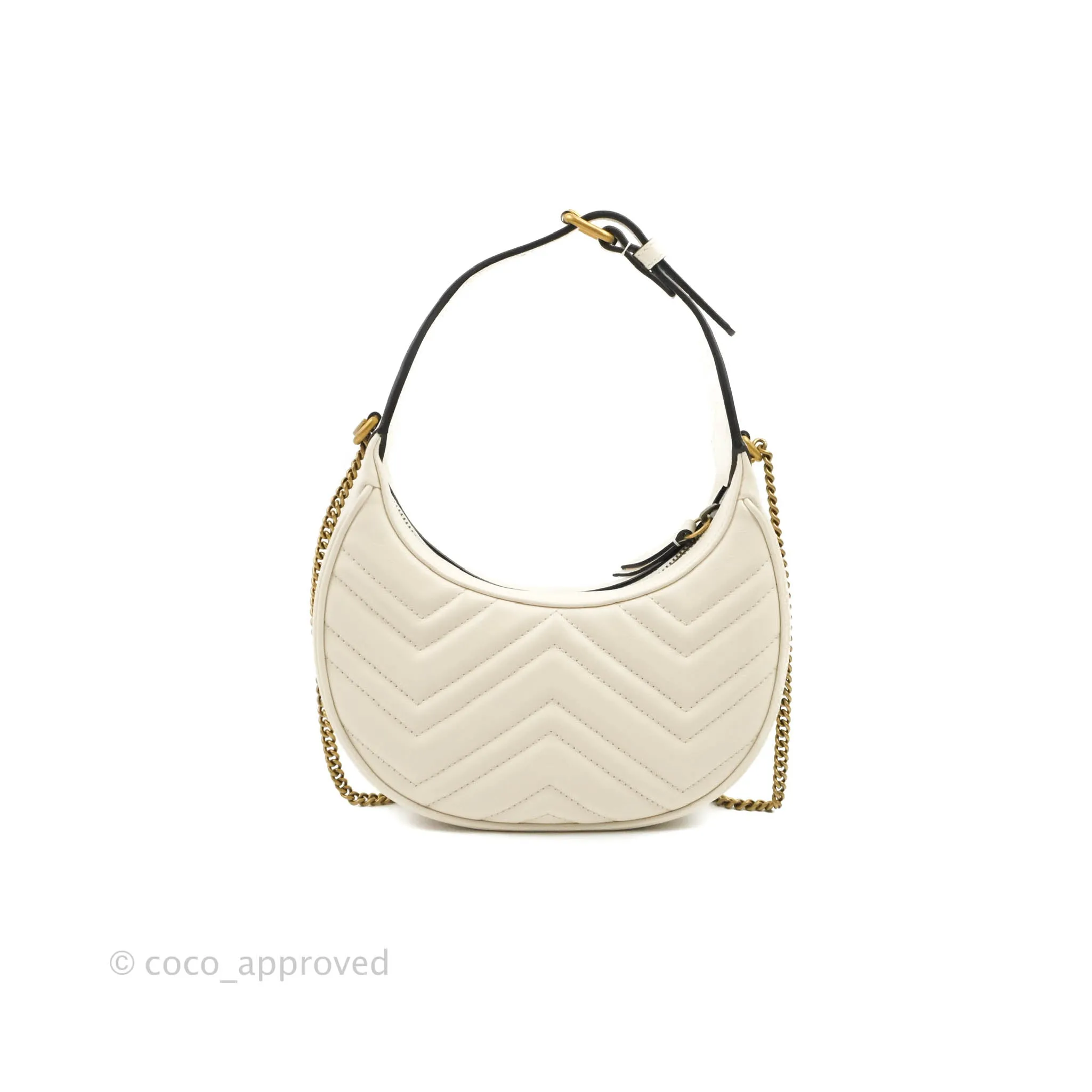 Gucci GG Marmont Half Moon-shaped Mini Bag White