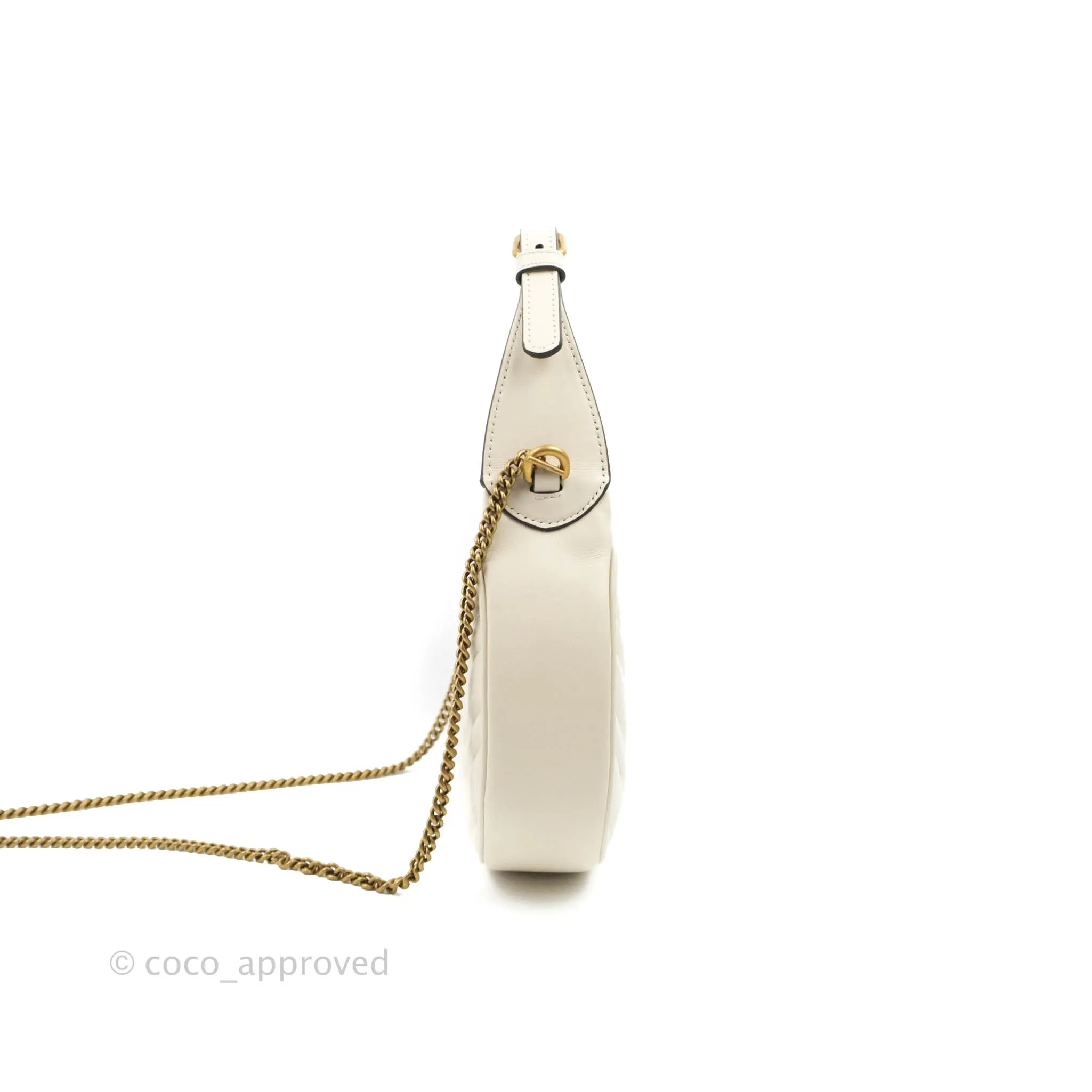 Gucci GG Marmont Half Moon-shaped Mini Bag White