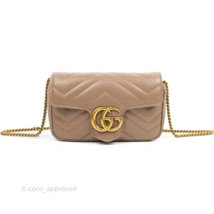 Gucci GG Marmont Matelass Leather Super Mini Bag Dusty Pink