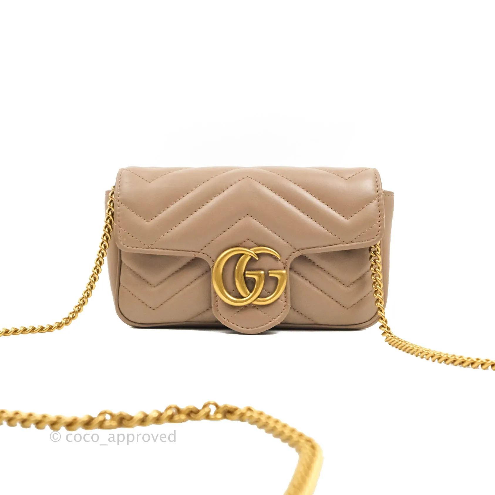 Gucci GG Marmont Matelass Leather Super Mini Bag Dusty Pink