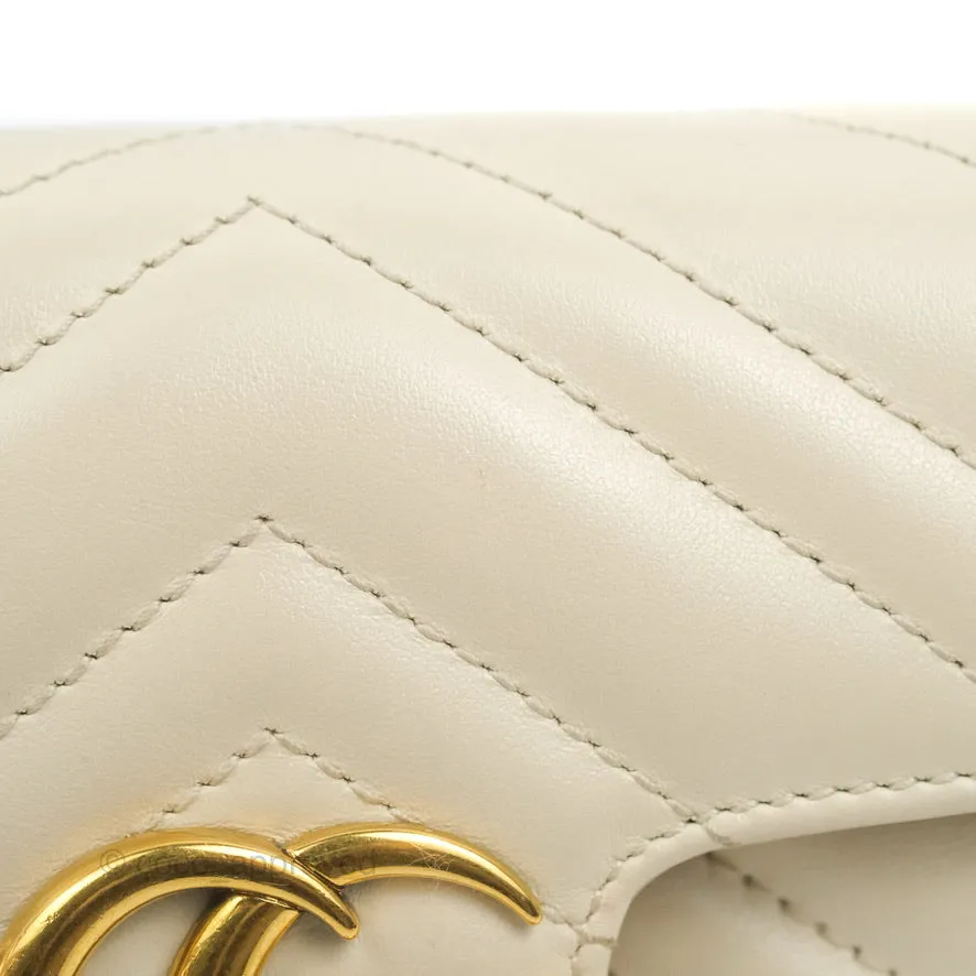 Gucci GG Marmont Matelass Leather Super Mini Bag Ivory