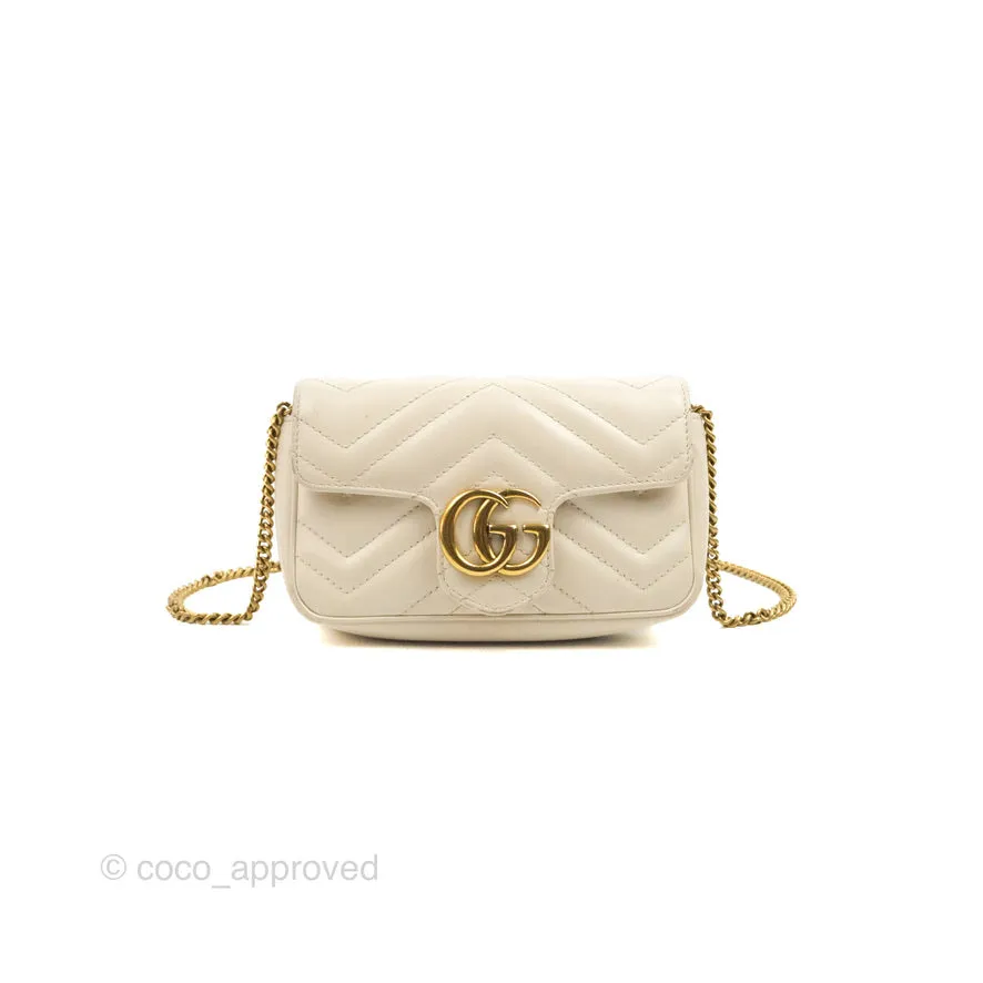 Gucci GG Marmont Matelass Leather Super Mini Bag Ivory