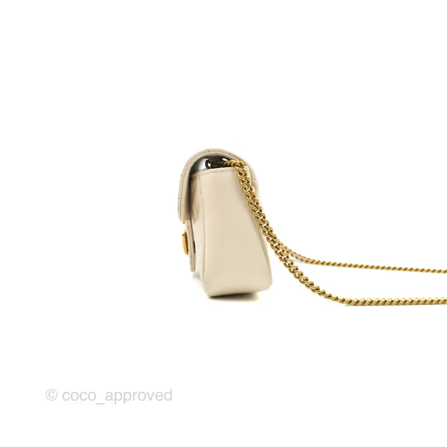 Gucci GG Marmont Matelass Leather Super Mini Bag Ivory