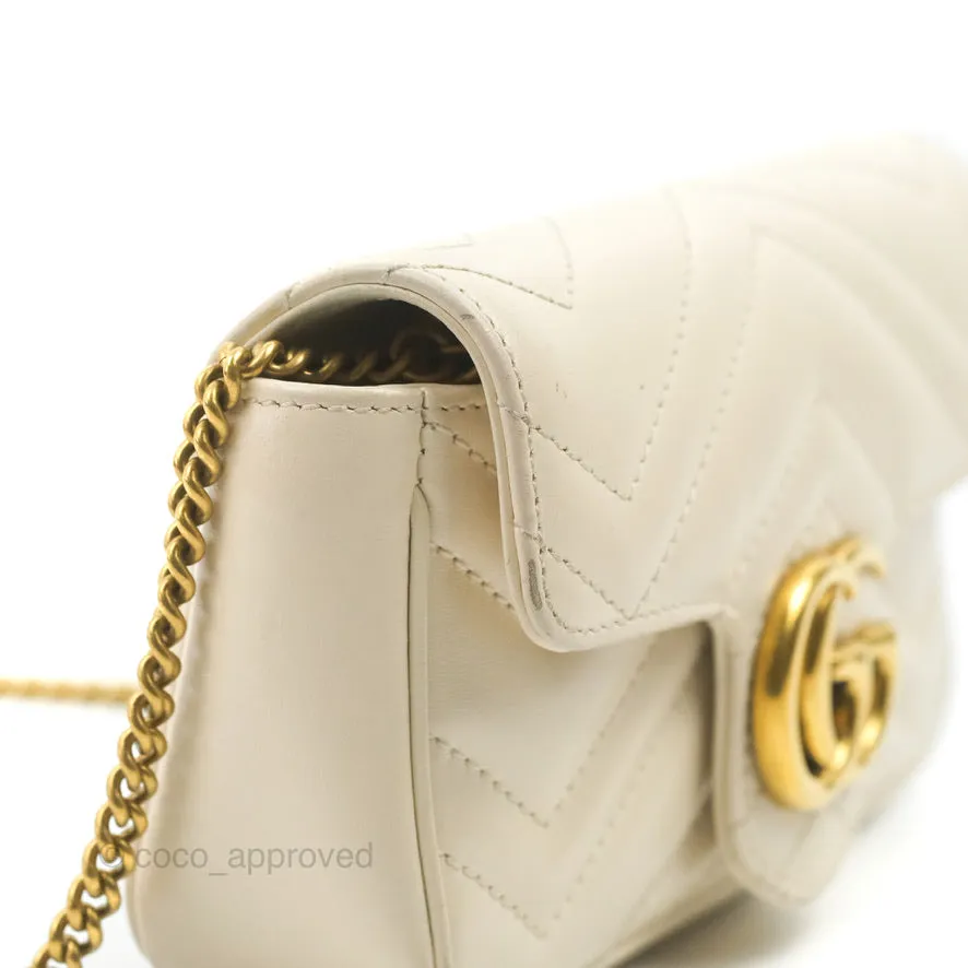Gucci GG Marmont Matelass Leather Super Mini Bag Ivory